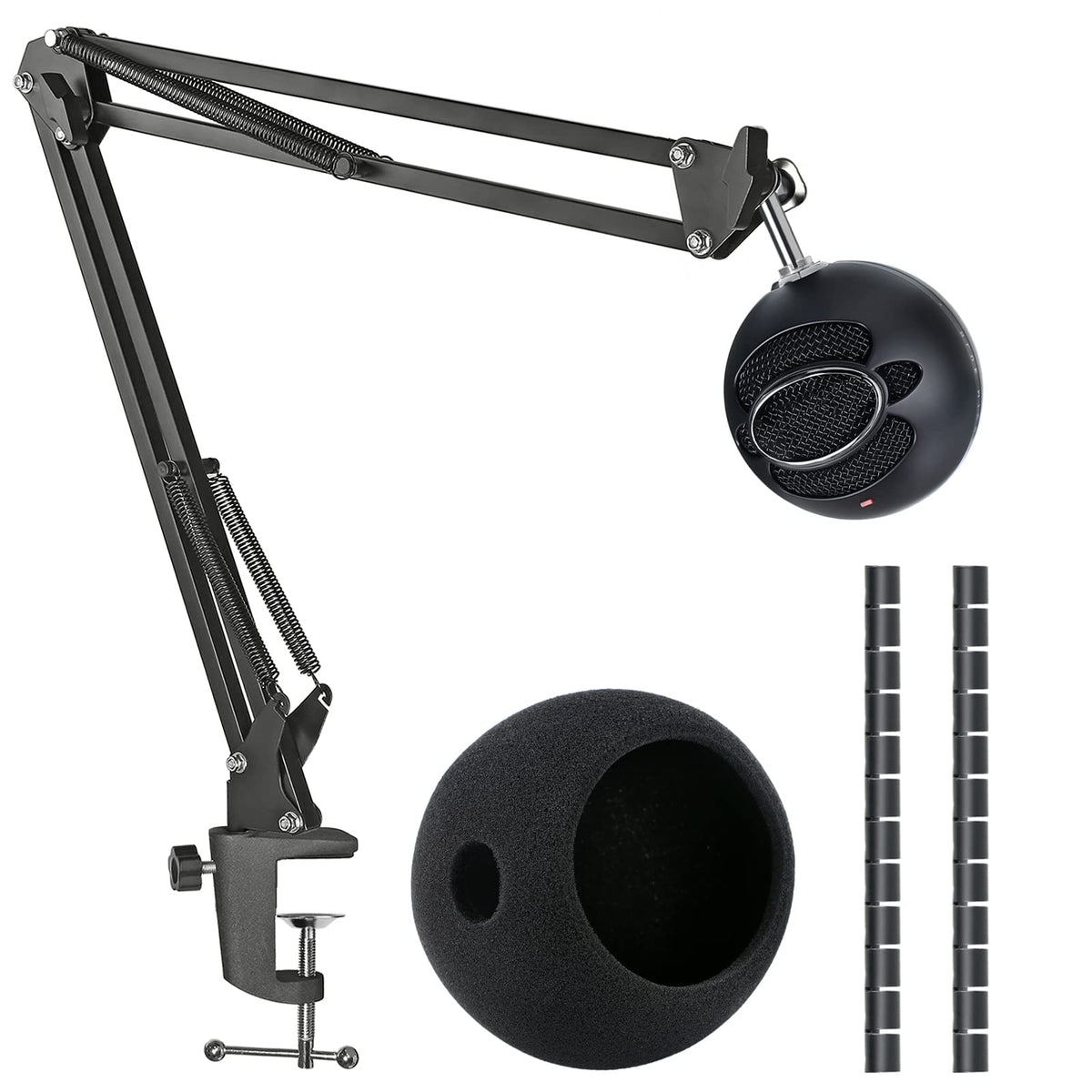 Snowball Ice Mic Boom Arm Stand With Pop Filter, Compatible With Blue Snowball Ice Usb Microphone With Cable Sleeve By Sunmon