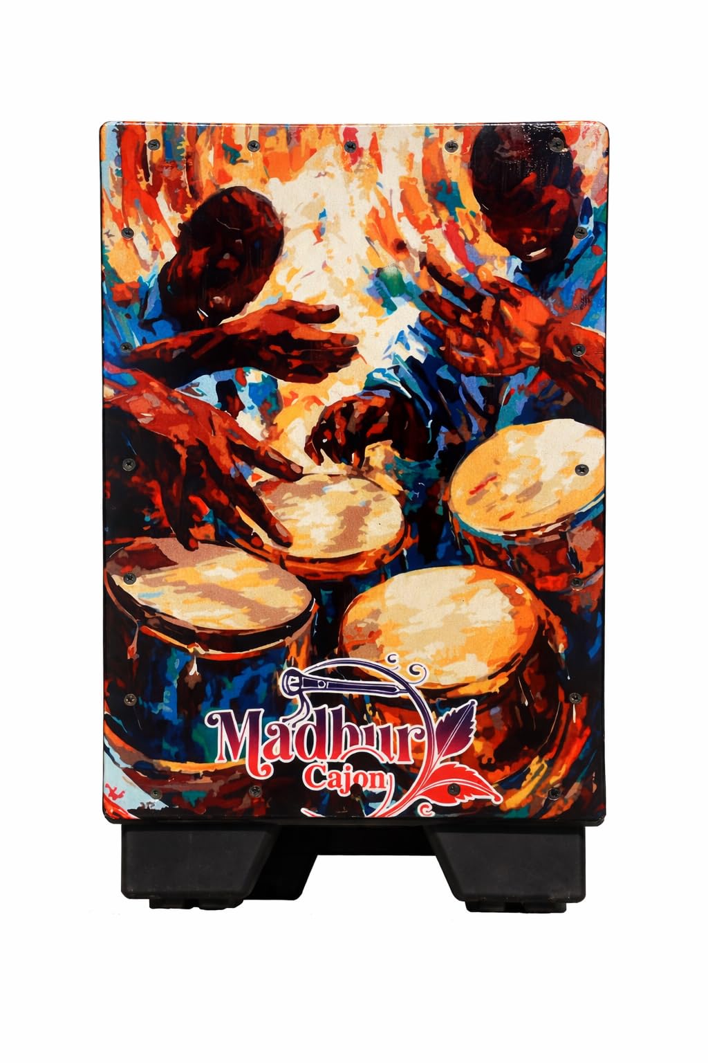 Cajon, Colorful Bongo Player Art Print, Percussion Instrument