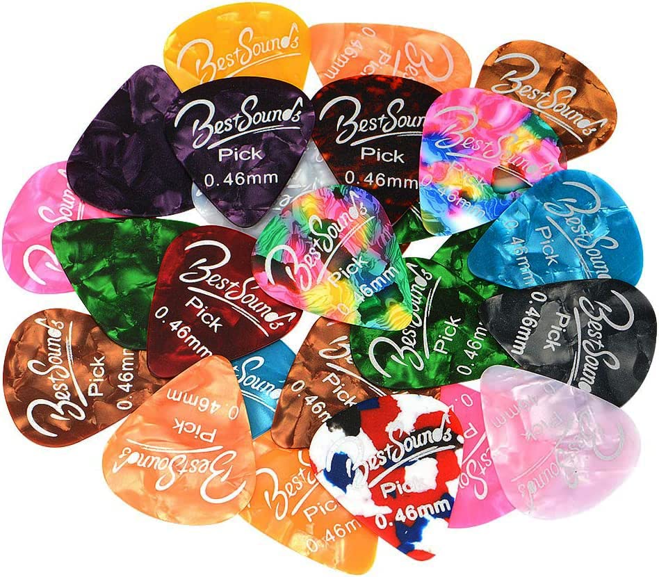 48 Pack Thin Guitar Picks, Mixed Colorful Celluloid Guitar Picks & Unique Guitar Gift For Acoustic Guitar, Bass And Electric Gui
