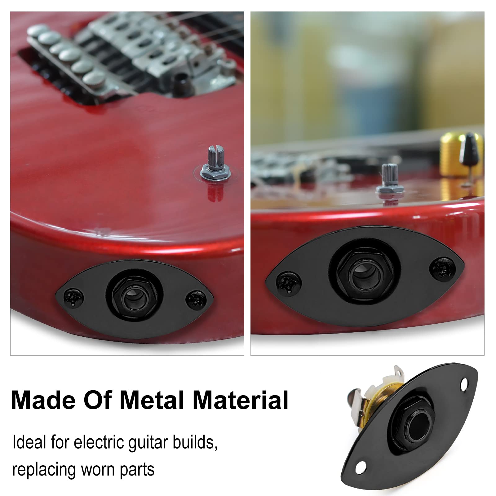 MAXCHEER 1/4 '' Oval Guitar Jack 6.35mm Output Input Plug Socket for Mono Electric Guitar (Black)