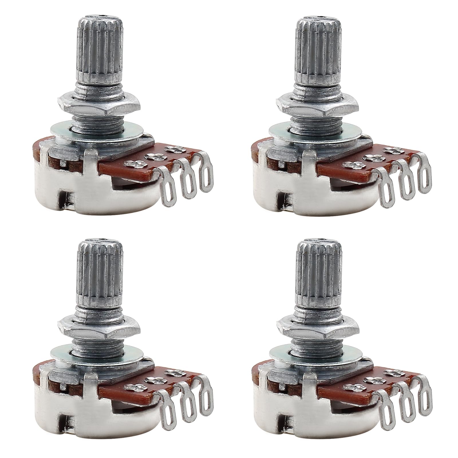 Cionyce 4Pcs guitar potentiometer 500k, Audio Volume Taper Pots for Electric Guitar or Bass Guitar (Short 15mm Shaft A500K B500K