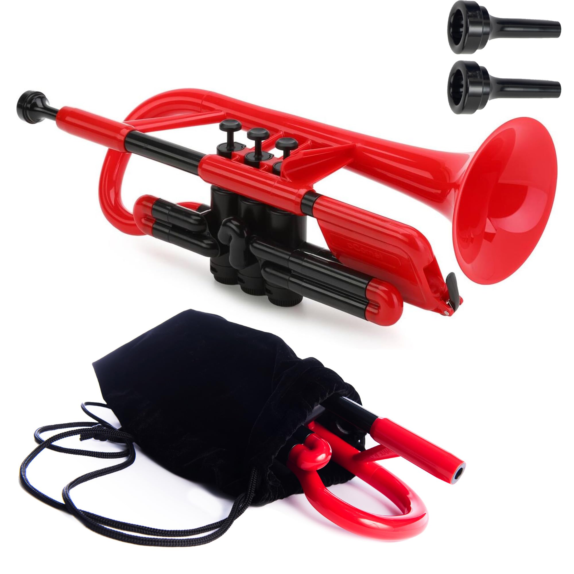 PINSTRUMENTS pCornet Plastic Cornet - Mouthpieces and Carrying Bag - Lightweight, Versatile, Comfortable Ergonomic Grip - Bb Aut