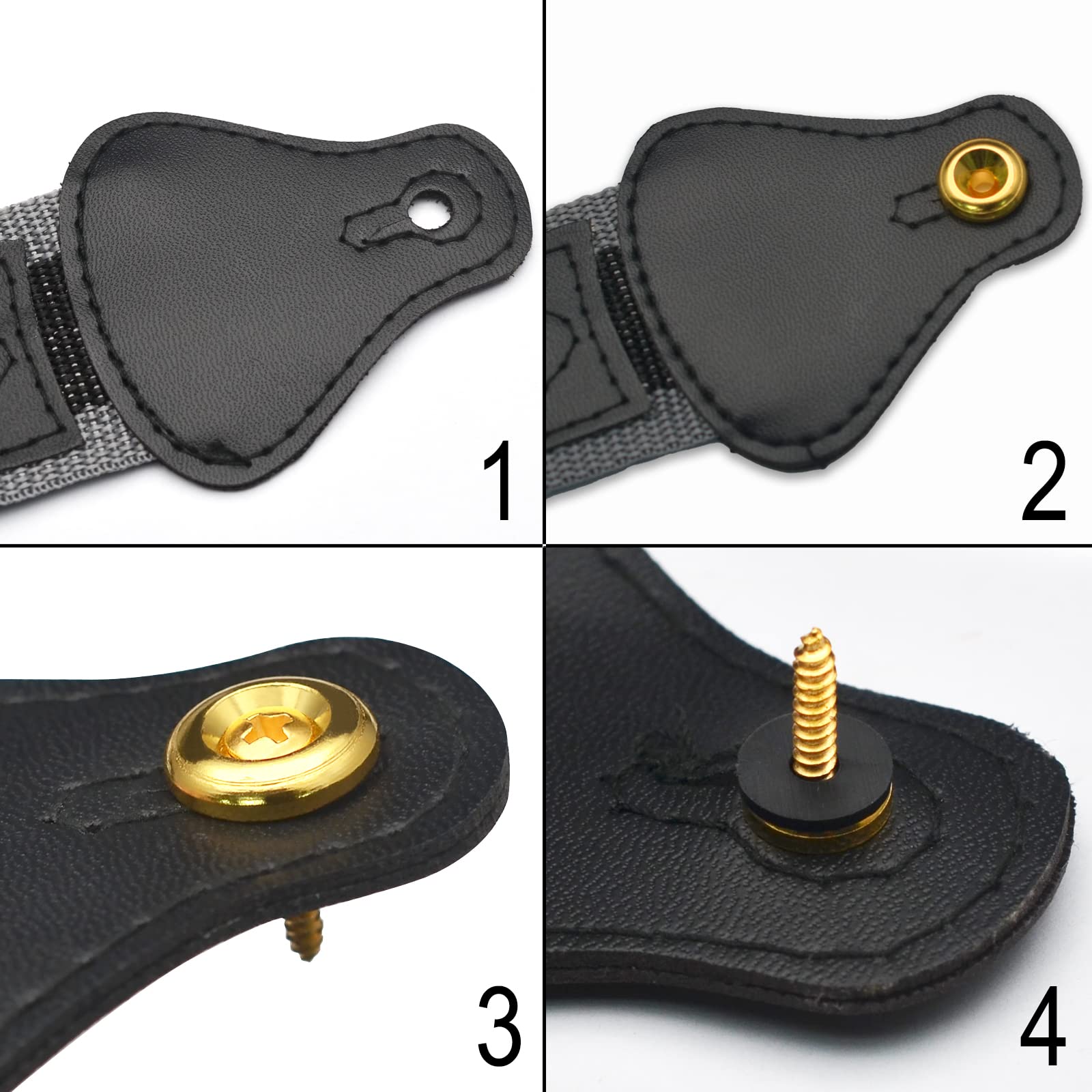 MAXCHEER 2PCS Mushroom Style Guitar Ukulele Bass Strap Lock Lock Metal Music Parts (Gold)