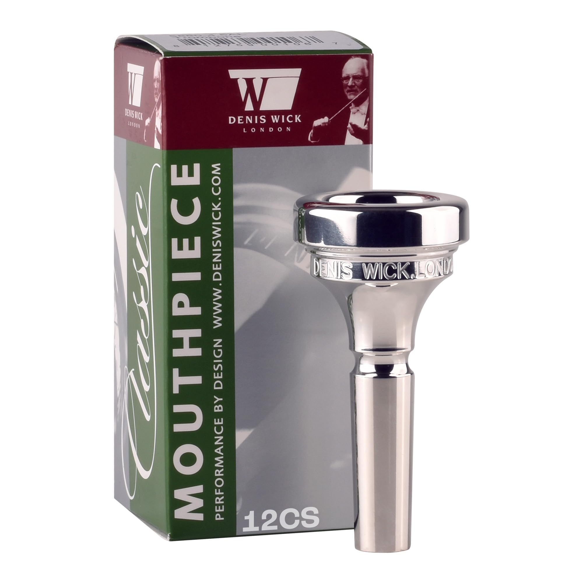 Denis Wick Classic Trombone Mouthpiece Silver Plated, 5880-12CS - V-Type Design for Focused Tone & Smooth Response - Small Shank