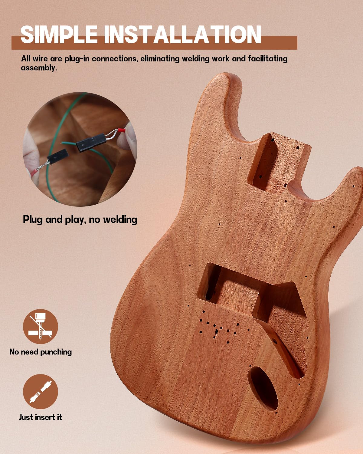 Leo Jaymz DIY Guitar Kits ST TD Style Mahogany Body Maple Neck Ebony Fretboard (ST TD)