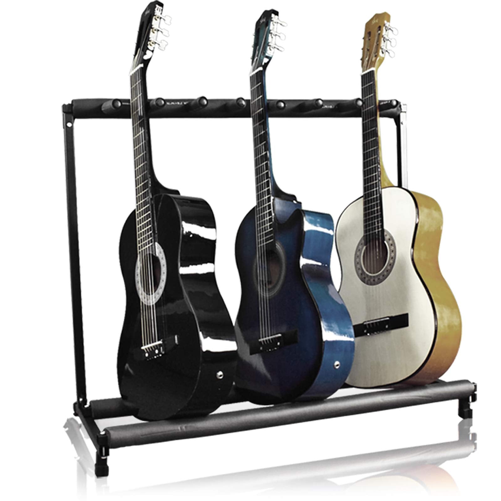 Best Choice Products 7-Guitar Folding Portable Storage Organization Stand Rack Display Decor For Acoustic, Bass, Electric Guitar