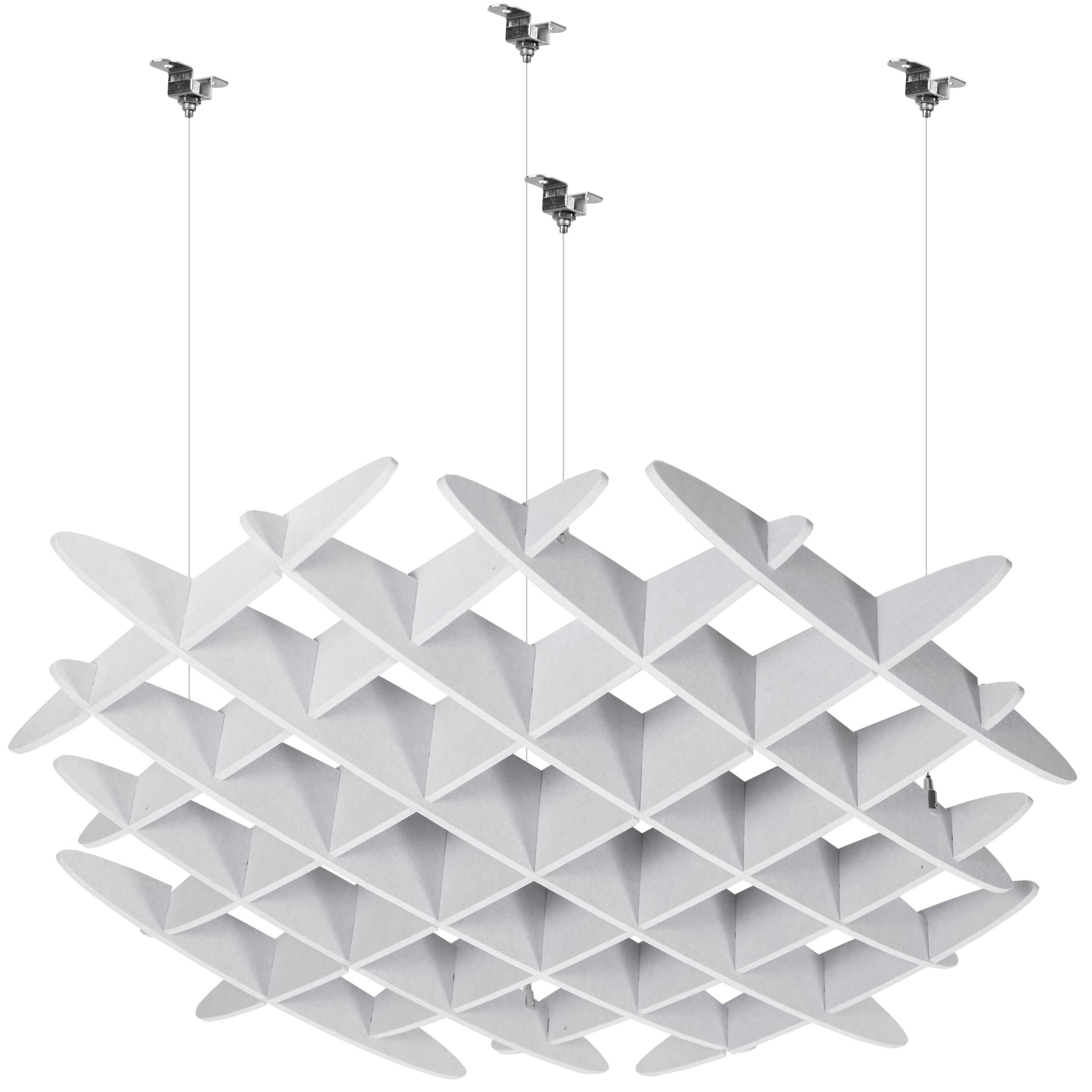 Vivo Acoustic Ceiling Waffle Panel, Hexagonal Hanging Sound Absorber, Modern Noise Reduction Chandelier, Light Gray, Pp-Cw01G