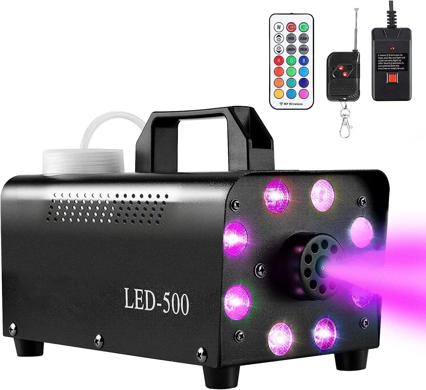 Motorenbau Fog Machine With 8 Led Lights,Smoke Machine With 13 Colorful Led Lights Effect,500W And 2000Cfm Fog With Remote Contr