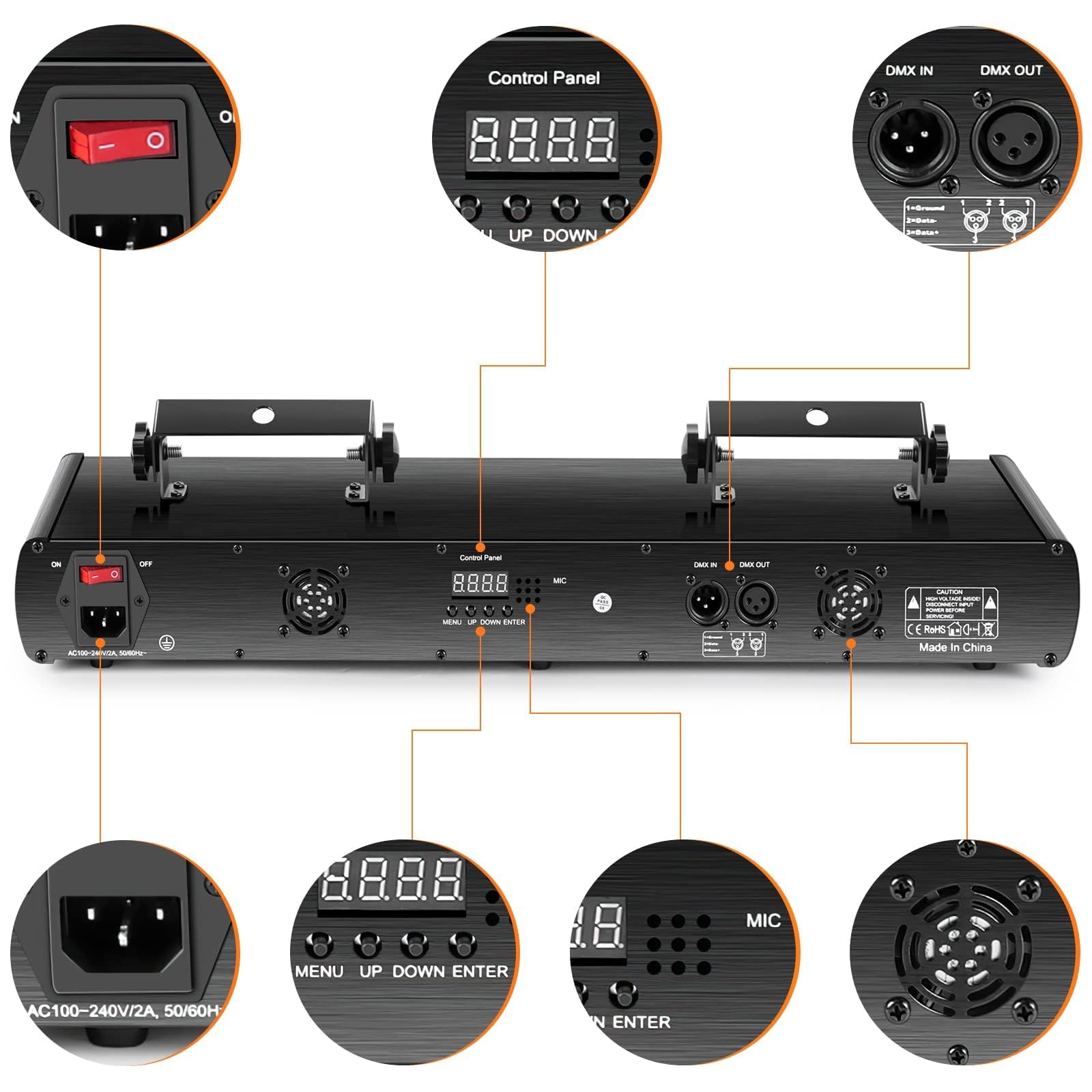 UKing Stage Laser Light DJ Light, 5 Beam Effect Sound Activated DJ Party Lights RGBYC LED Projector Party Lights Music Lights w