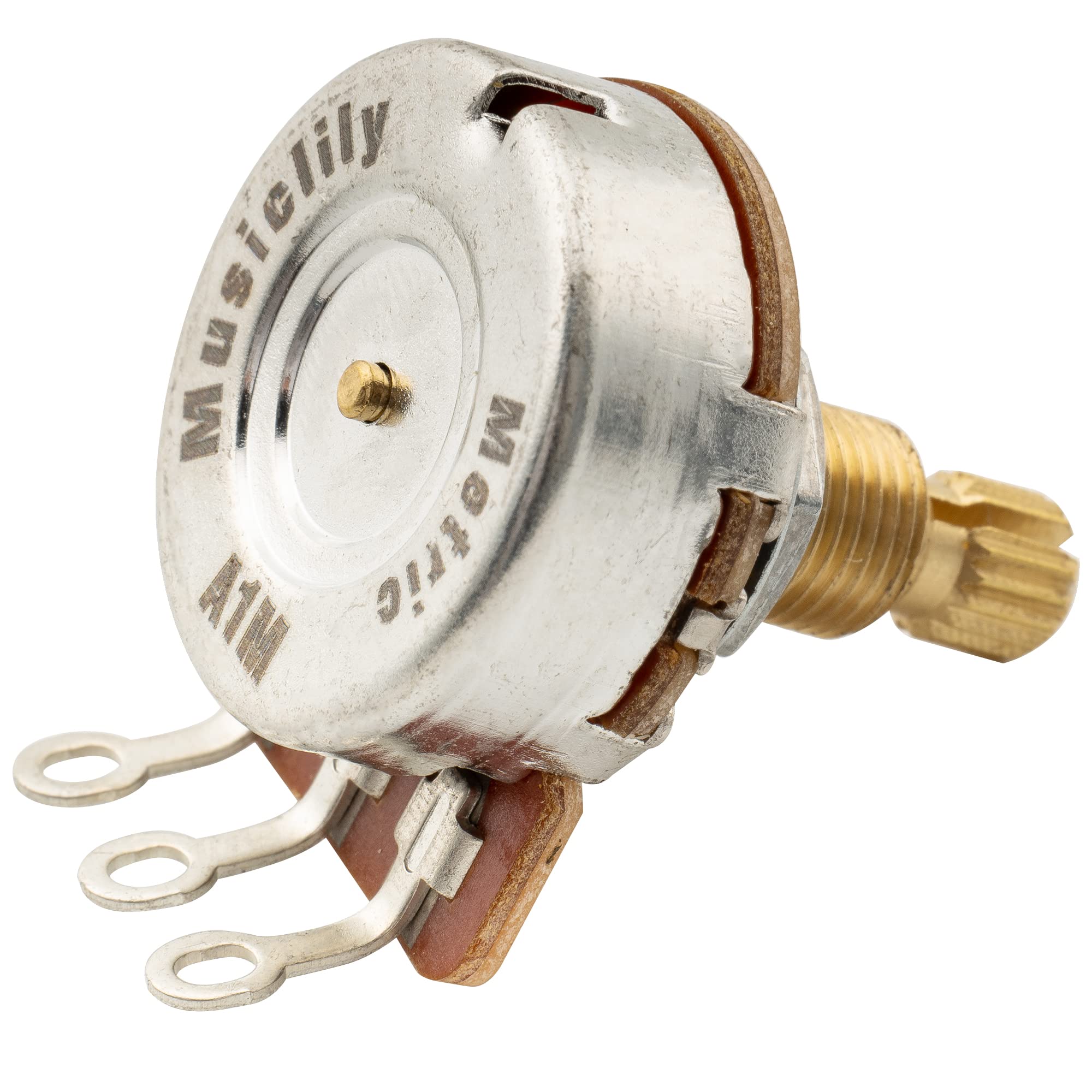 Musiclily Pro HD A1M Full Brass Metric Coarse 18-Spline Split Shaft Pot Audio Taper Potentiometer for Electric Guitar Bass