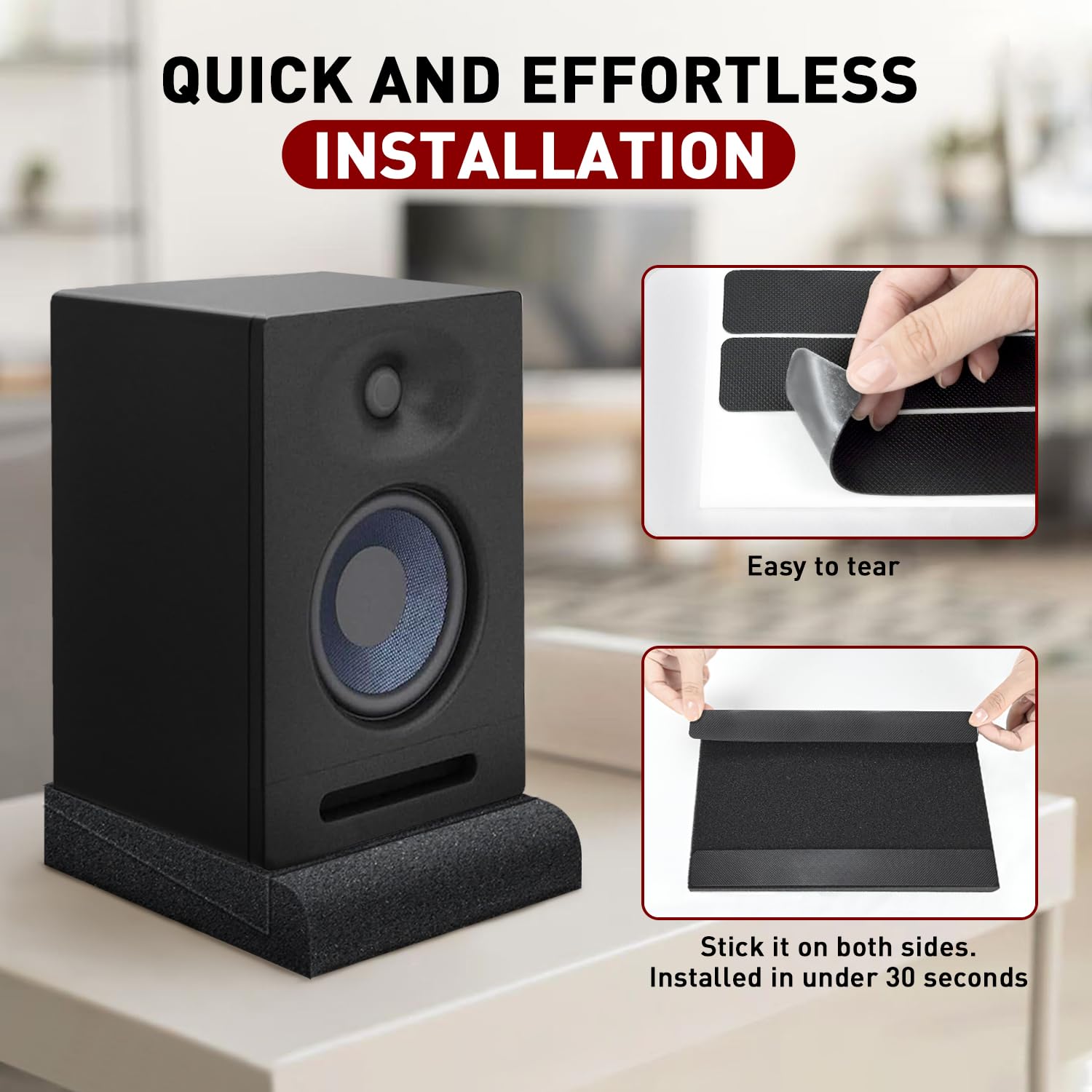 Focusound Studio Monitor Isolation Pads for 3-4.5 Inches Monitors, 2 Pack High Density Acoustic Speaker Isolation Pads Foam