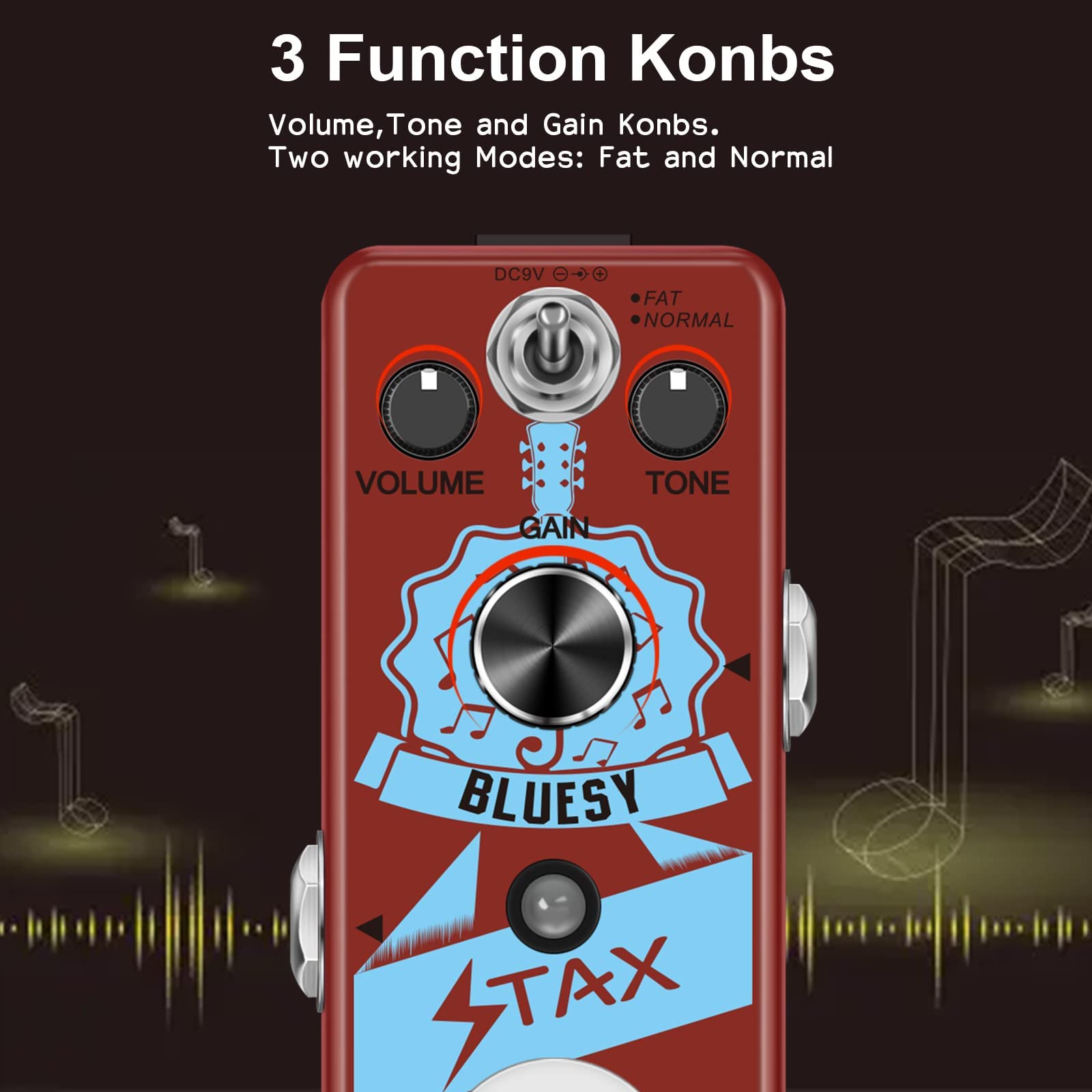 Stax Guitar Distiortion Pedal Bluesy Style Pedal Vintage Vacuum Tube Amplifier Wide Range Frequency Response With Mini Size True