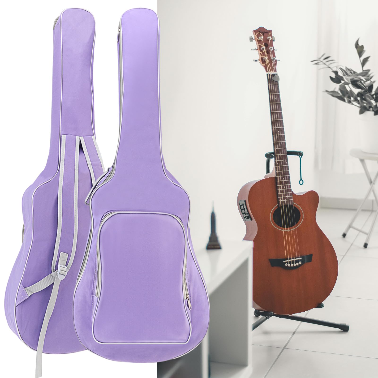 Acoustic Guitar Bag 40 41 Inch, Guitar Gig Bag, Double Shoulder Adjustable Straps Guitar Case, Waterproof Soft Guitar Backpack L