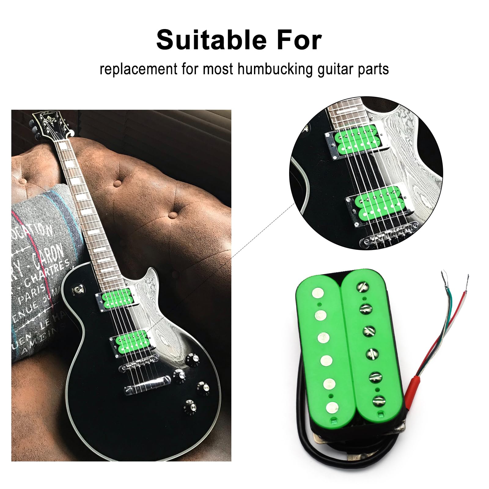 SAPHUE Alnico 5 Electric Guitar Pickup Humbucker Double Coil Pickup Alnico V Guitar parts (Green)