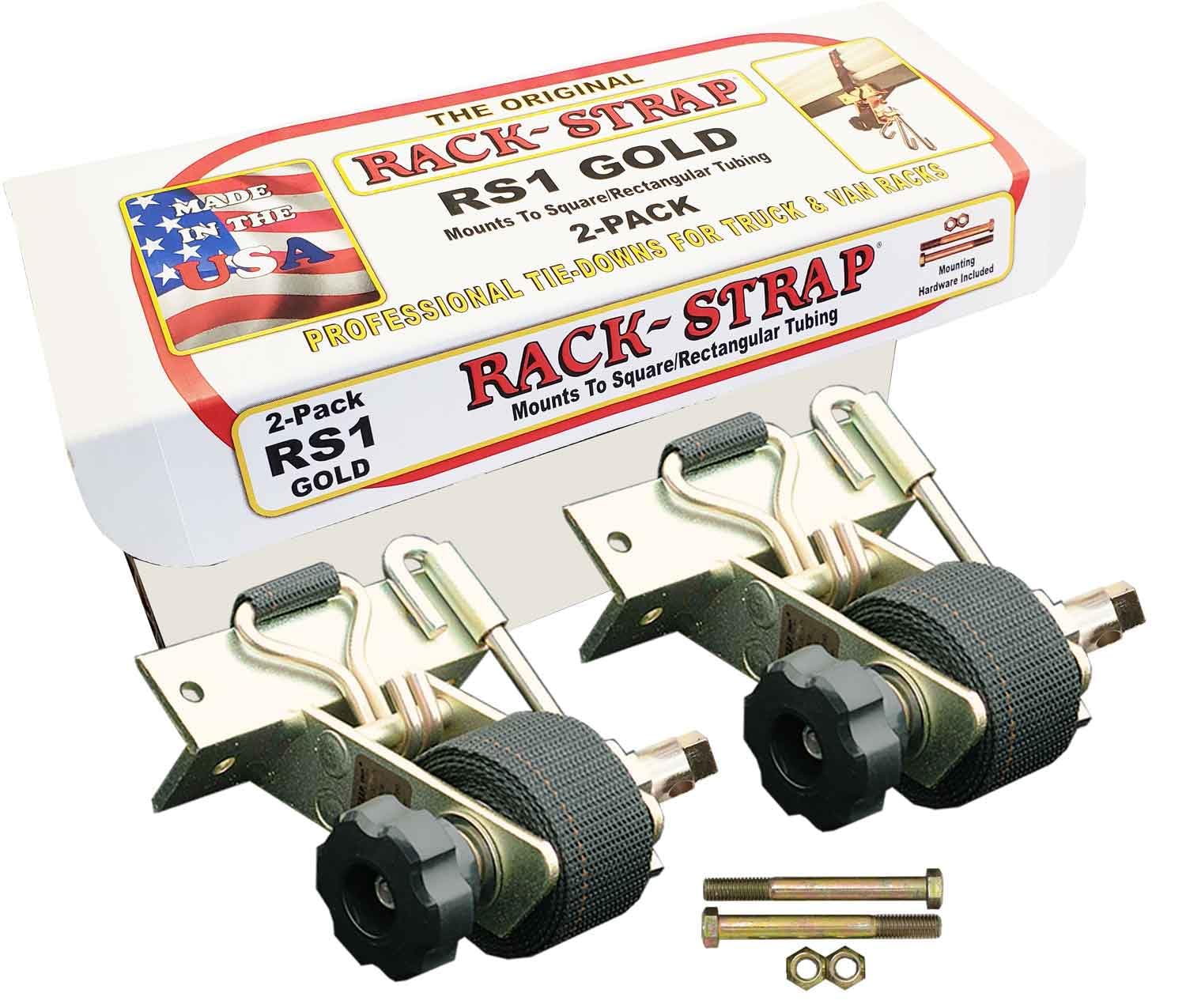 2 Pack, Rack-Strap, The Original American Made Ladder Rack Tie-Down, Right Angle Mounting Bracket, RS1 Gold Right Angle Mounting