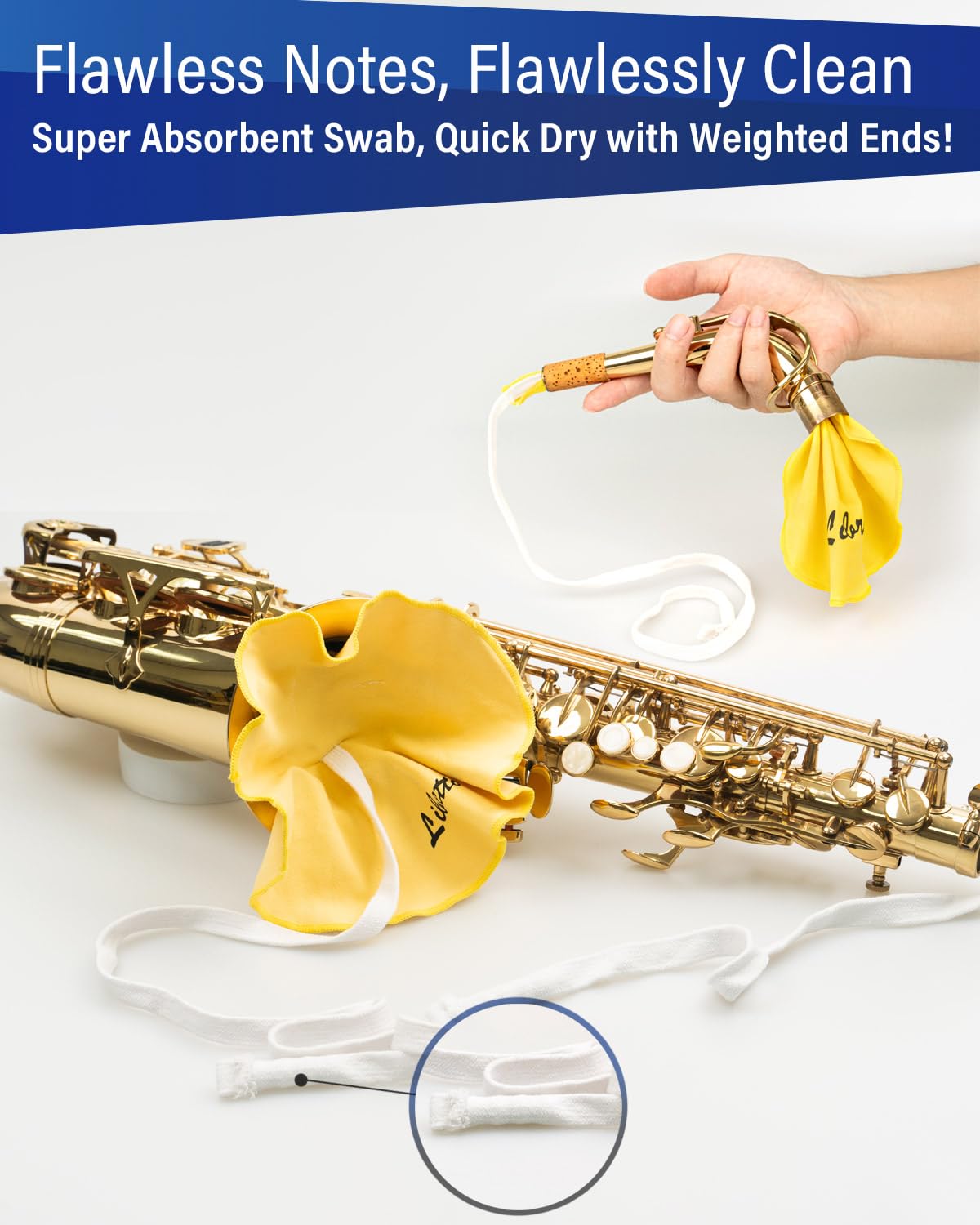 Libretto Alto Saxophone Cleaning Kit with EVA Case, Including 2 Microfiber Cleaning Swabs, 16 Mouthpiece Cushions, Mouthpiece Br