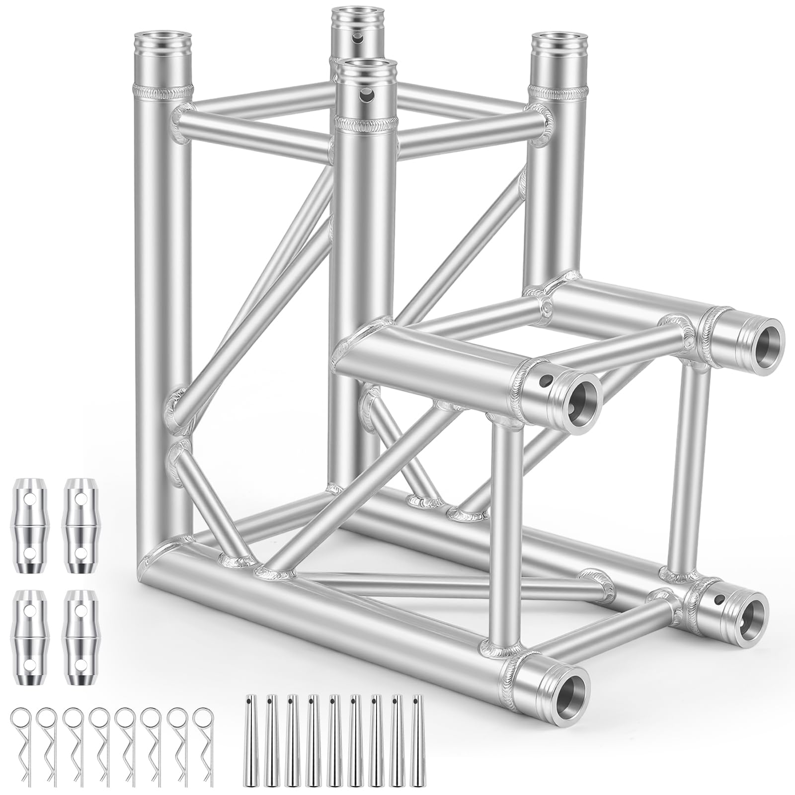 Blulu 1.64 ft Lighting Trussing 2 Way Corner 90 Degree Aluminum Square Truss Light Truss Includes 4 Couplers