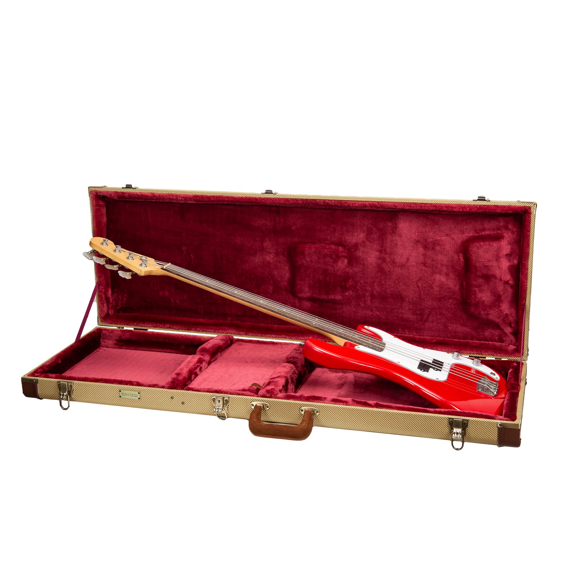 Crossrock Master Series Fender Precision & Jazz Bass Guitar Case | Classic Fabric Tweed Exterior, Re-Engineered Wooden Shell, Le