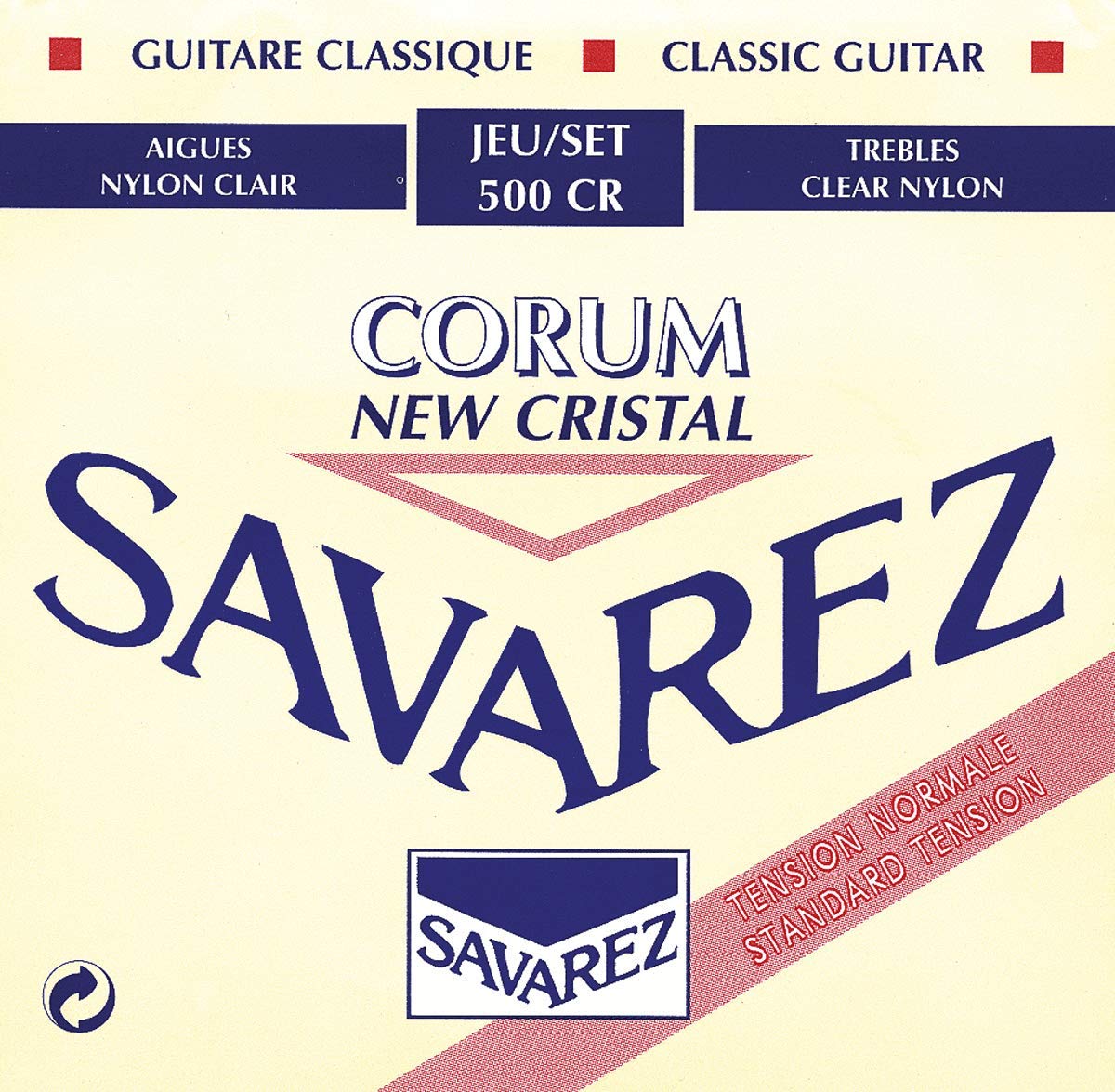 Savarez Nt 500Cr Normal Tension Classical Guitar Cristal Trebles, Corum Basses, Full 6 String Set