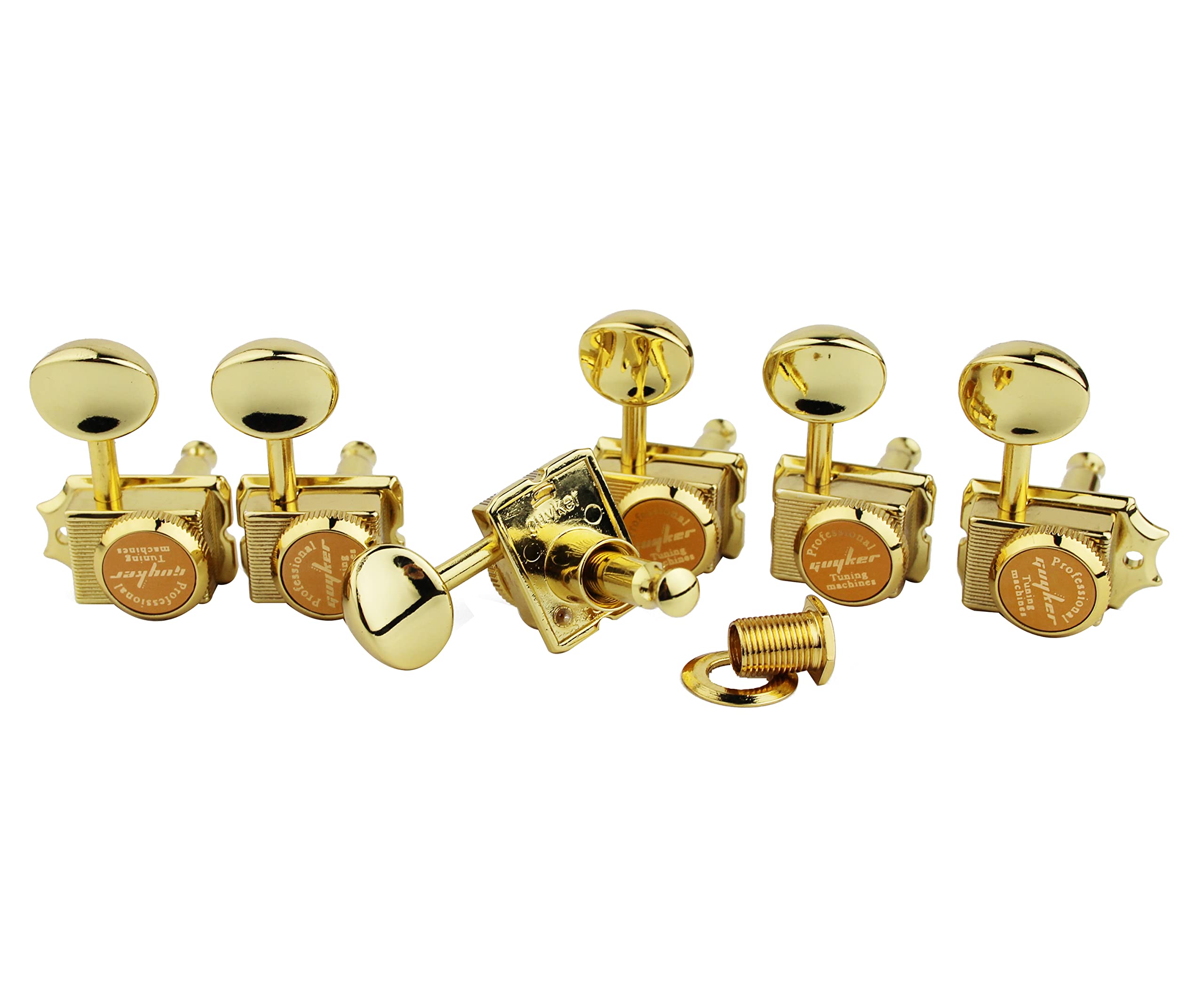 Guyker 6-in-line Vintage Guitar Lock String Tuners - Locking Tuning Key Pegs Machine Heads Replacement Parts for ST TL Style Ele