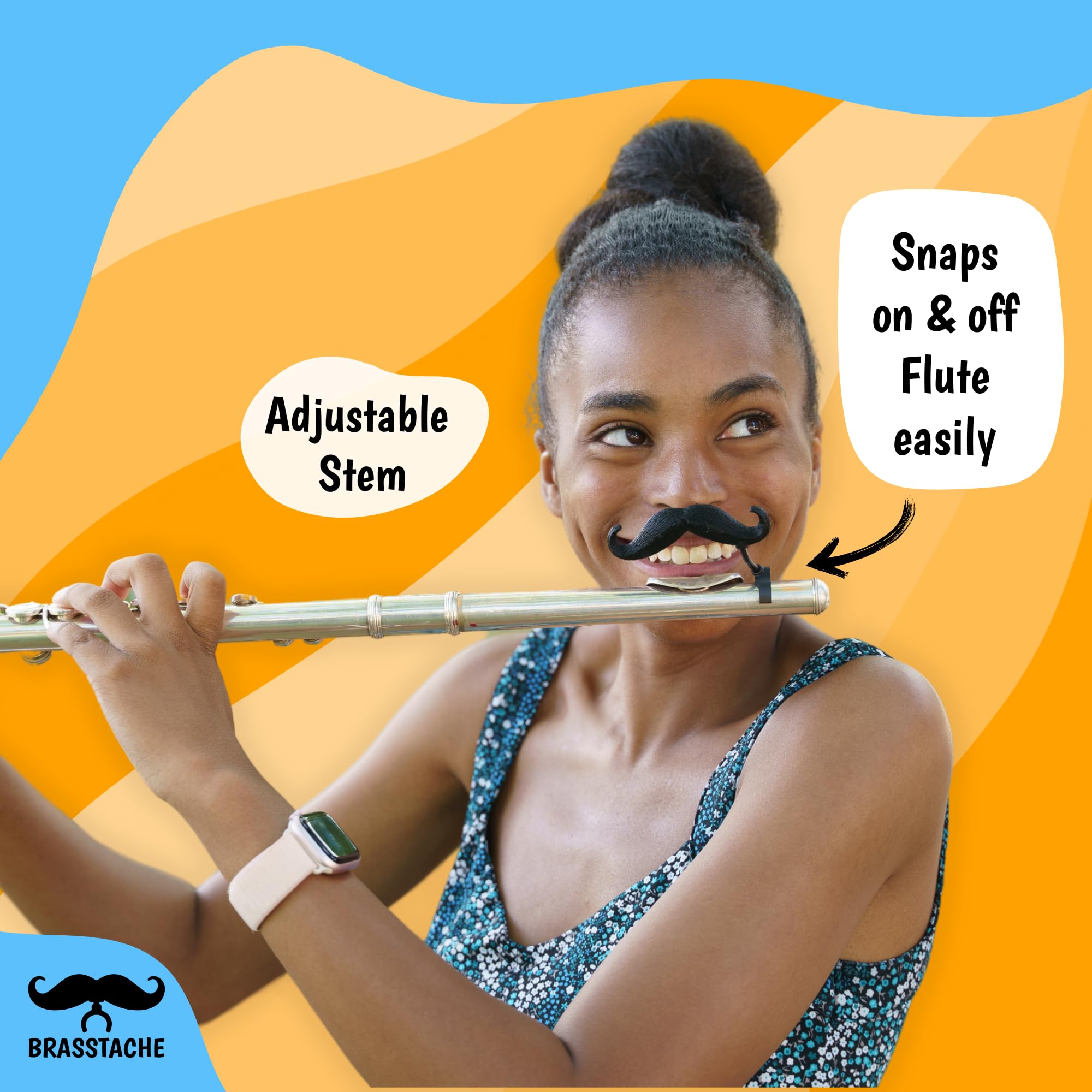 Flute-stache - The Original Clip-on mustache for Flute by Brasstache