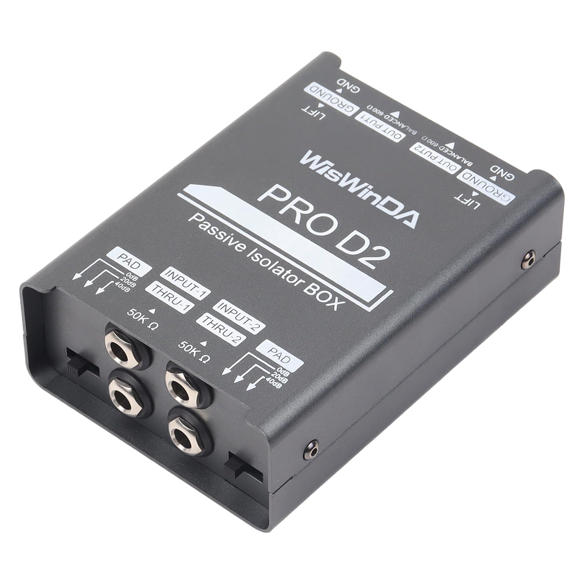 WisWinDa Pro Di-2 Passive Stereo Direct Box With 3-Level PAD Switch Dual Channel XLR Input 1/4 Output Low Distortion Free Phase 