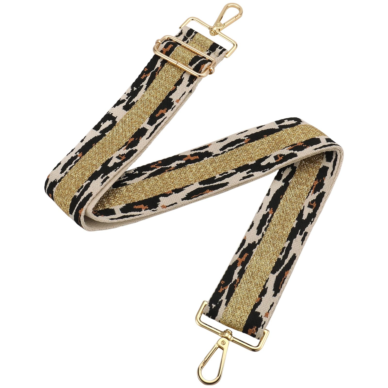 MIRIFRIGE Wide Embroidery Purse strap Replacement Crossbody Bag Strap Adjustable Floral Canvas Guitar Straps for Handbags (Leopa