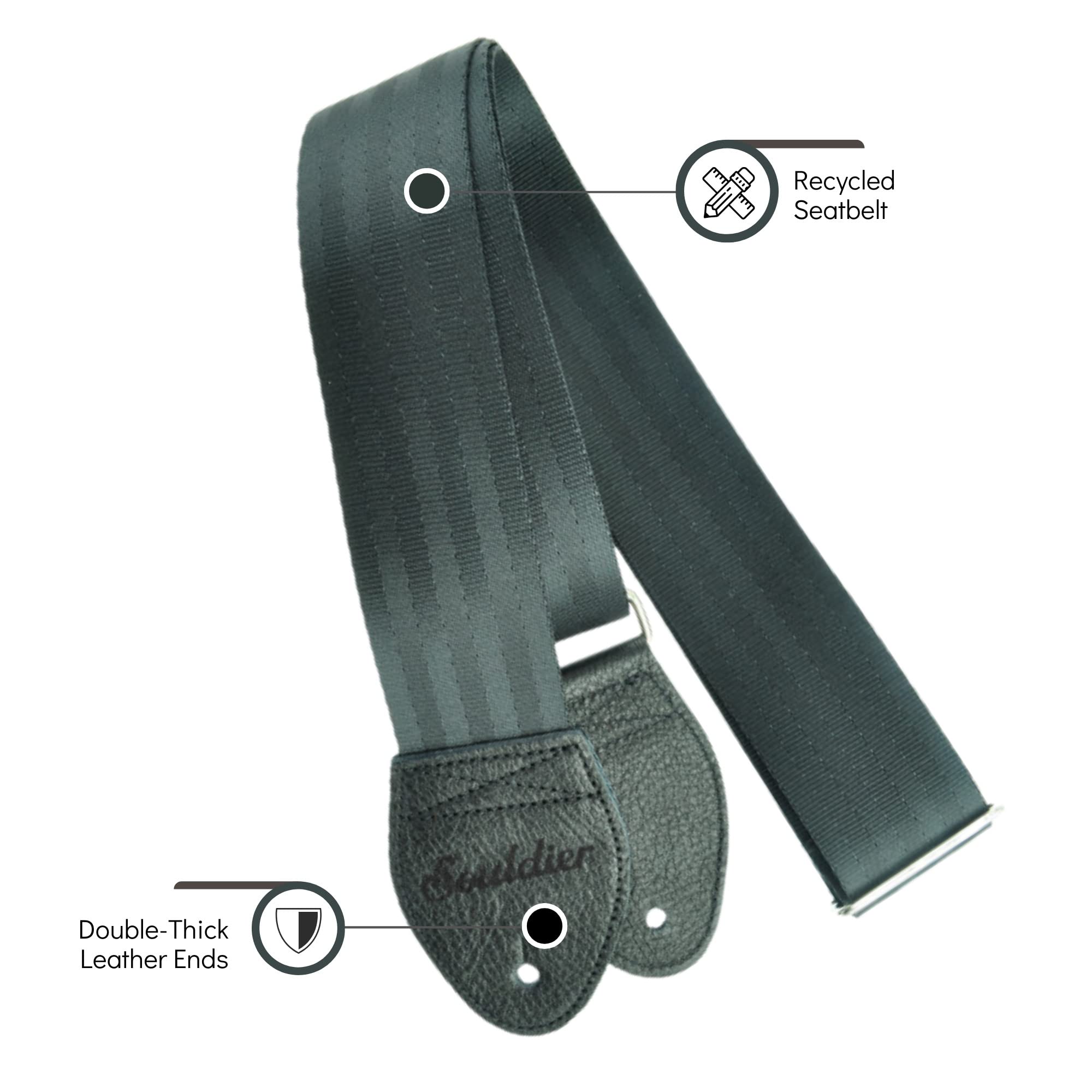Souldier Black Seatbelt Guitar Strap (GS0000BK04BK)