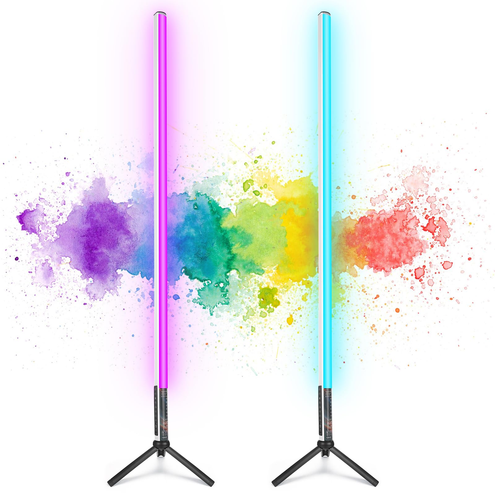 2 Pack 4Ft Portable Battery Powered Tube Light 120Cm Handheld Led Tube Lights With Tripods, 500 Vivid Effects, For Dj Lighting,