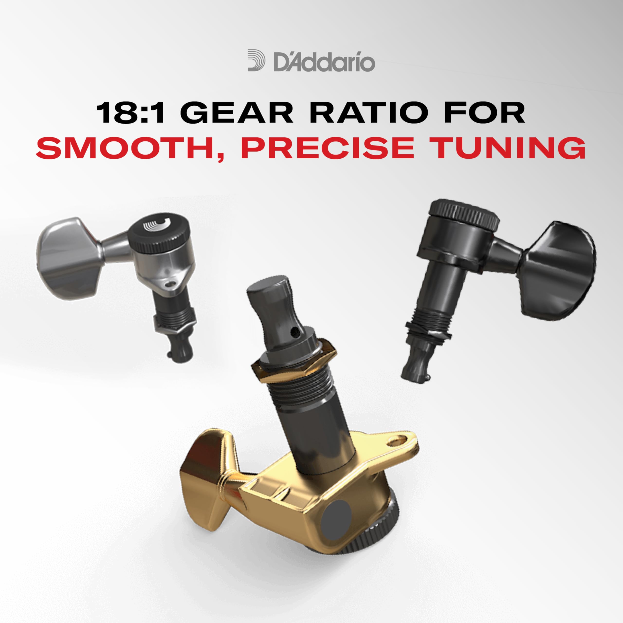 D'Addario Accessories Auto-Trim Tuning Machines, 3 + 3 Setup, Gold