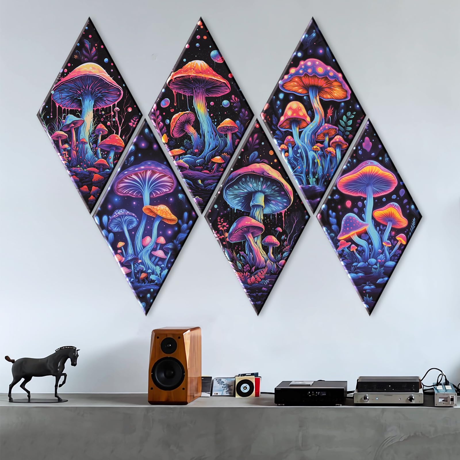 Tutmyrea 6 Pack Art Acoustic Panels Soundproof Wall Panels With Self-Adhesive, 20 X 12 Inches Sound Absorbing Panels Cyberpunk W