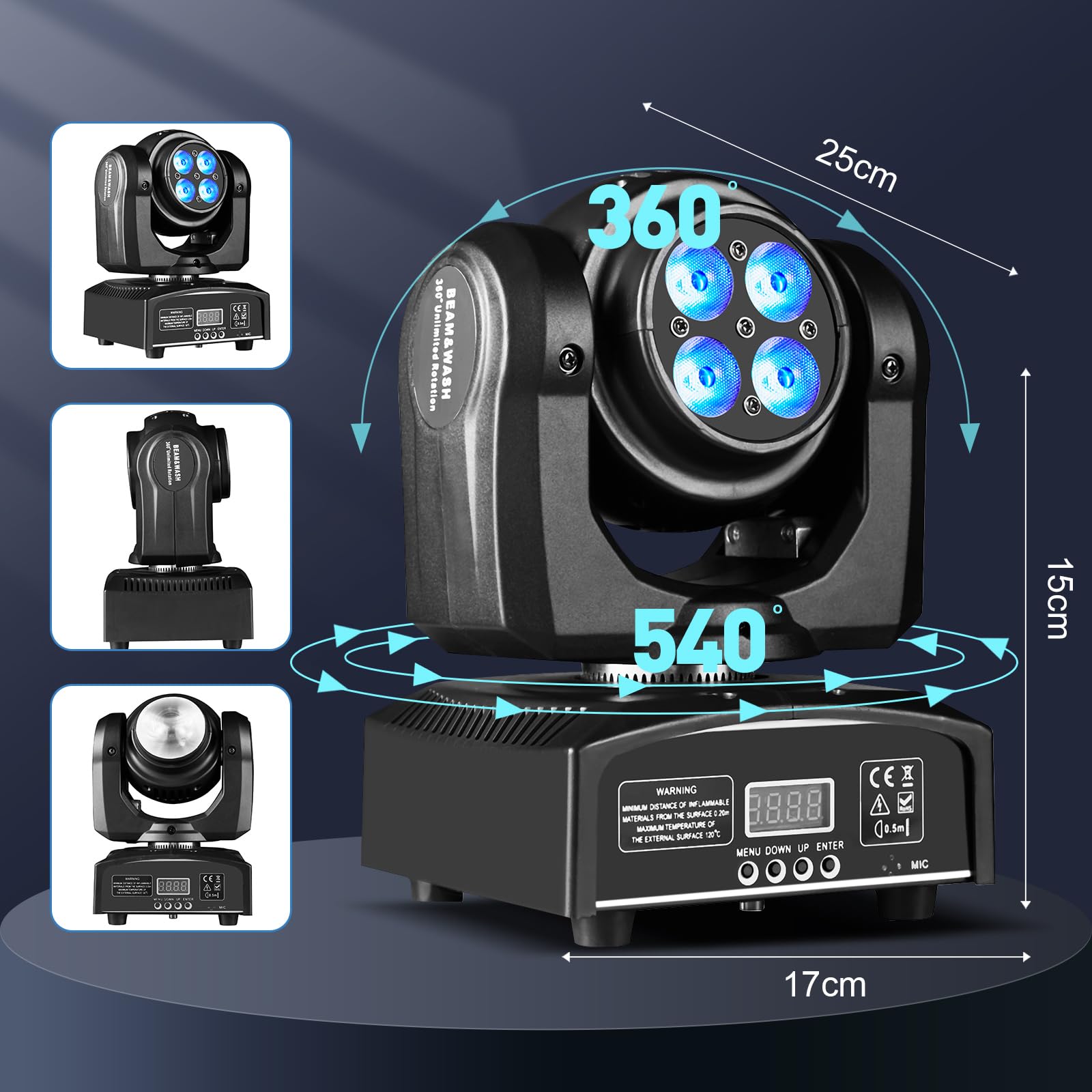 100W LED Moving Head DJ Lights 2-Sides Moving Head Wash & Beam Effect Stage Light RGBW 4-in-1 DMX Sound Active DJ Lights for Par