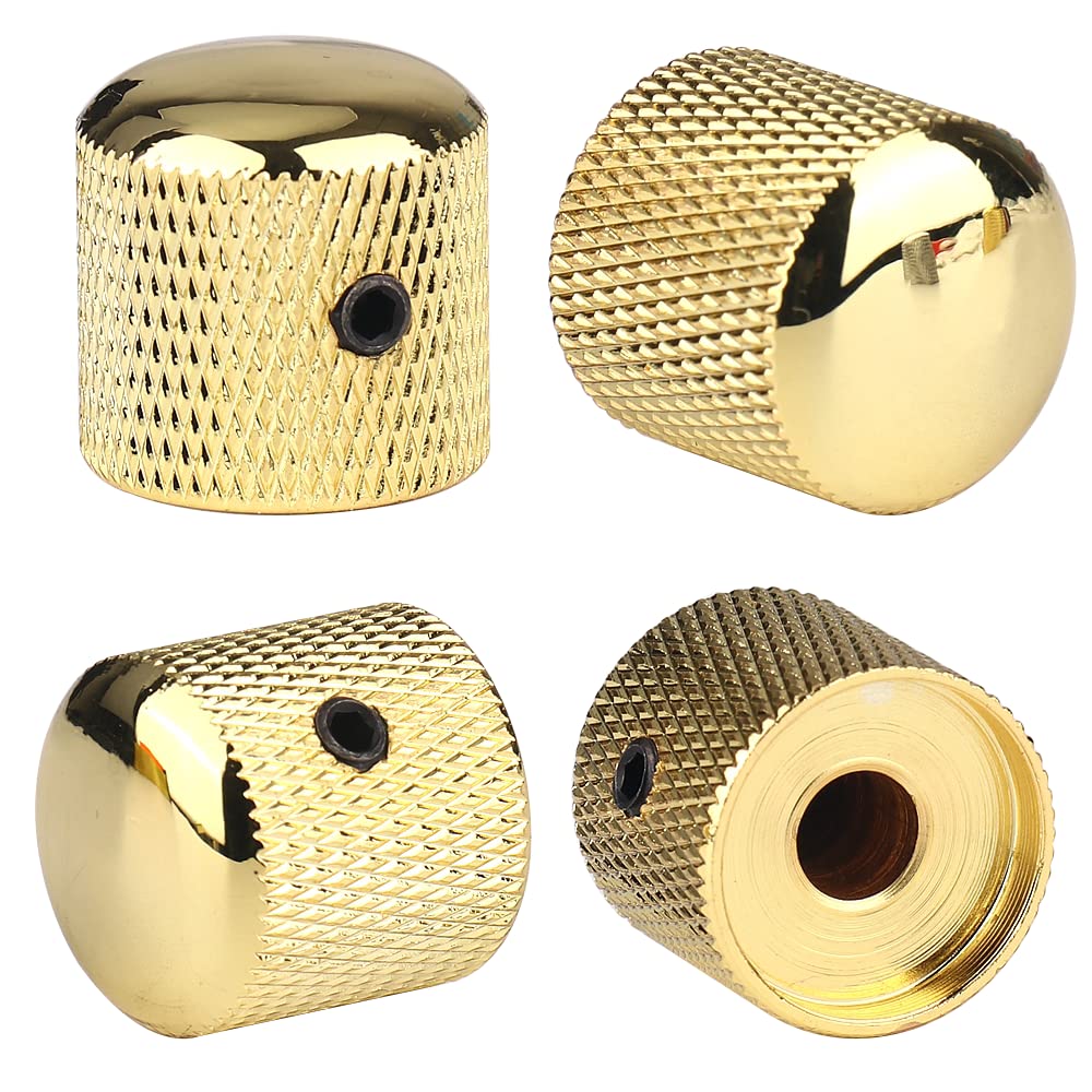 XIYANGJUAN 4Pcs Metal Guitar Knobs Gold Volume Tone Control Knob Dome Knobs with with Allen Keys Screws for Fender Telecaster Gi