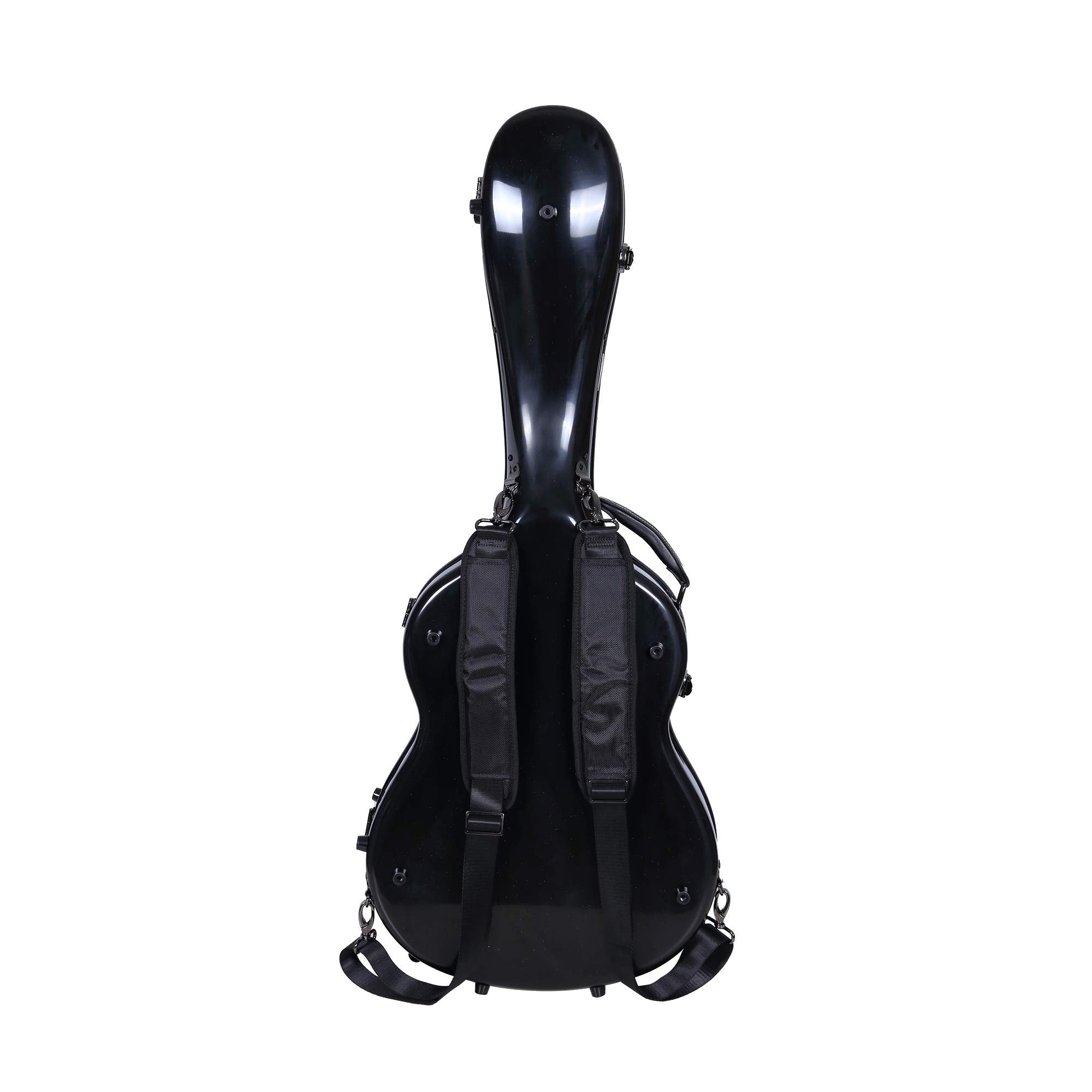 Crossrock Deluxe Fiberglass Classical Guitar Case, 4/4 Full Size, Black (CRF2020CBK)