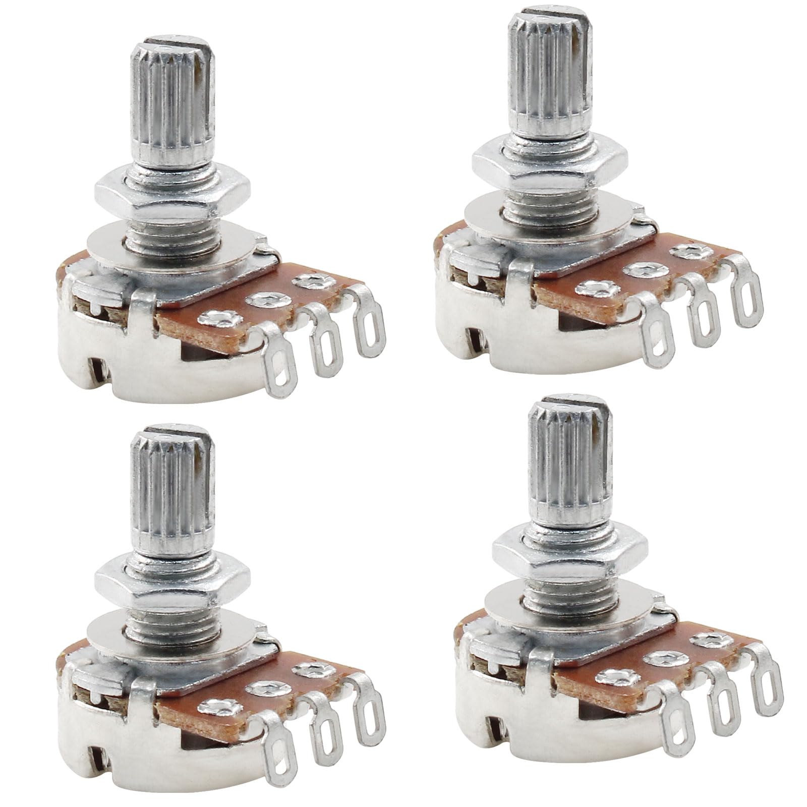 Cionyce 4Pcs guitar potentiometer 250k, Audio Volume Taper Pots for Electric Guitar or Bass Guitar (Short 15mm Shaft A250K B250K