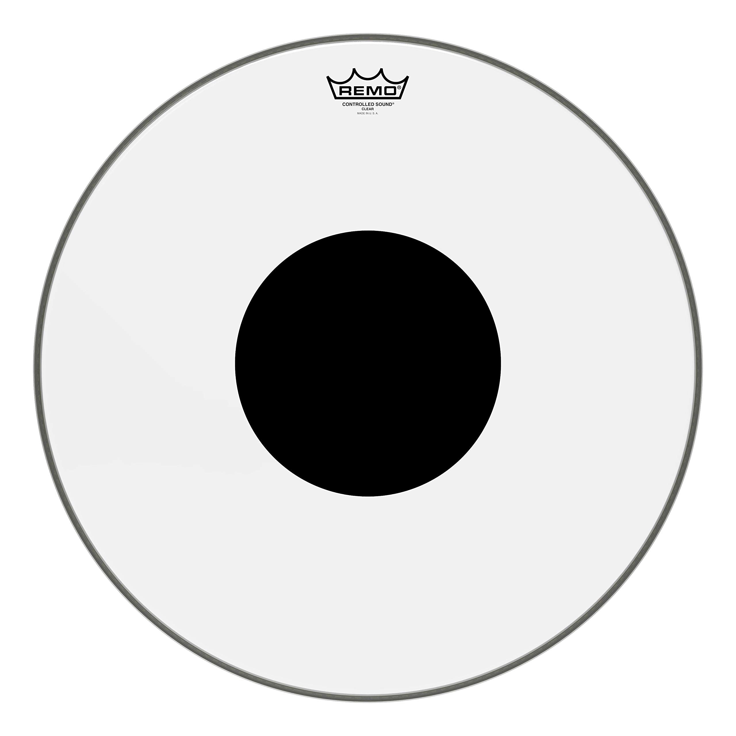 Remo Batter, CONTROLLED SOUND, Clear, 20 Diameter, BLACK DOT(TM) On Top
