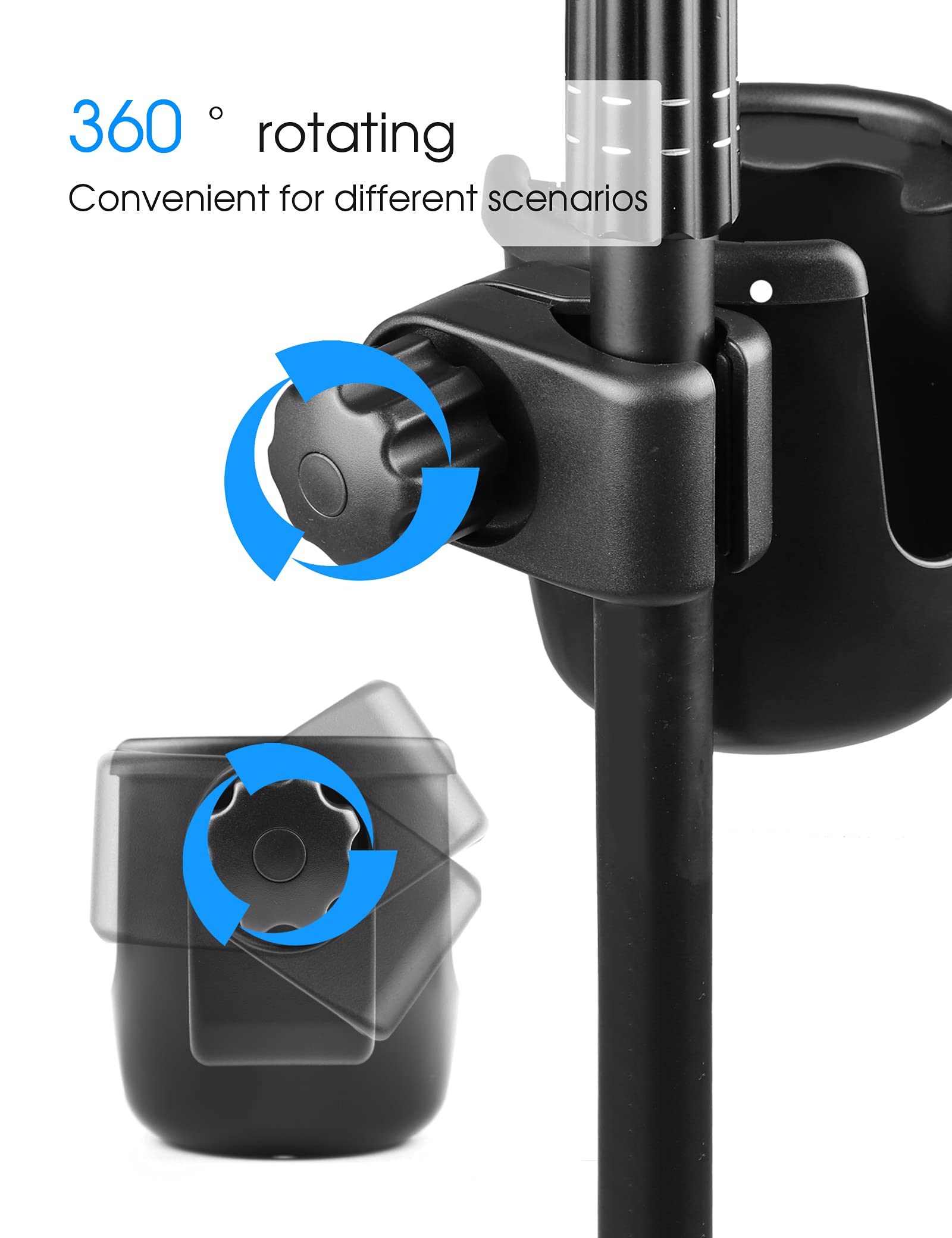 Mr.Power Mic Stand Cup Holder with Phone Holder, Universal 2-in-1 Bottle Holder for Music Stand, Boom