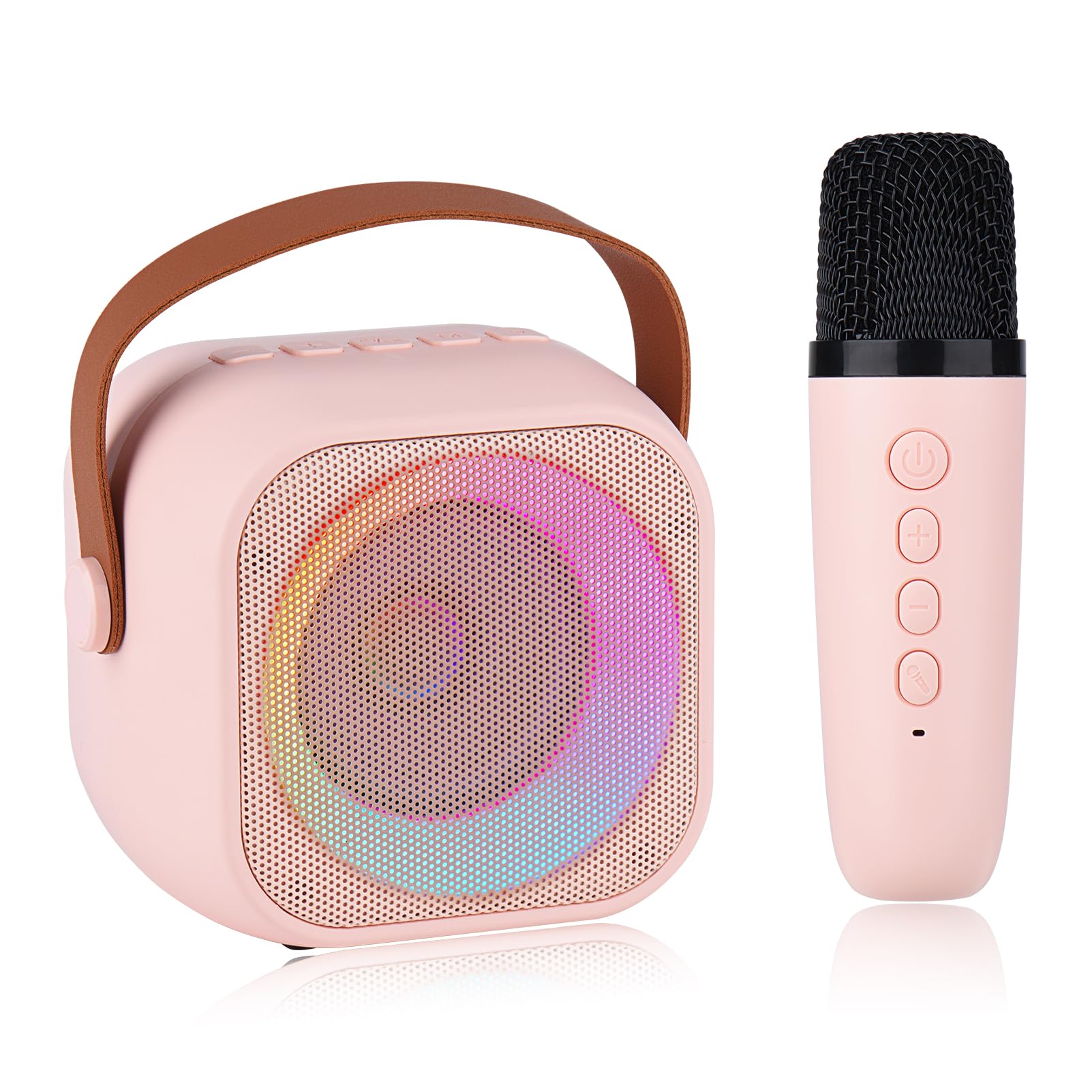 Mini Karaoke Machine for Kids Adults,Portable Bluetooth Speaker with Wireless Microphone and LED Lights,Party,Christmas,Birthday
