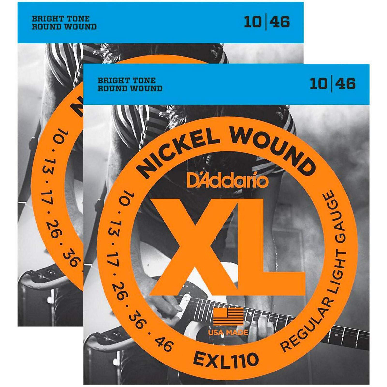 DAddario Exl110 Nickel Wound Electric Guitar Strings, Regular Light, 10-46 (2 Pack)