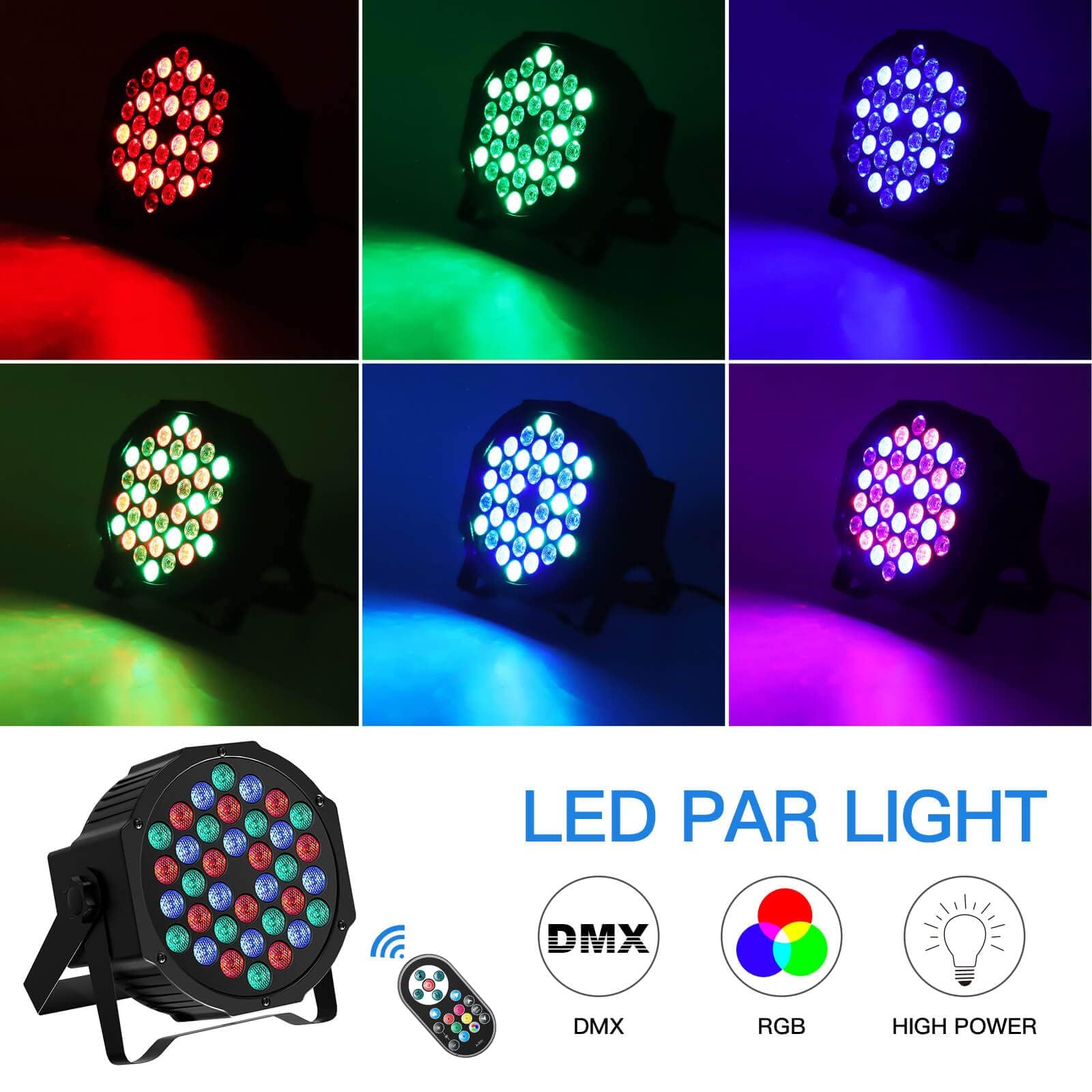 UKing Stage Lights, 36 RGB LED Par Lights, DJ Lights Stage Lighting Indoor for Christmas Halloween Music Party Disco Wedding, R