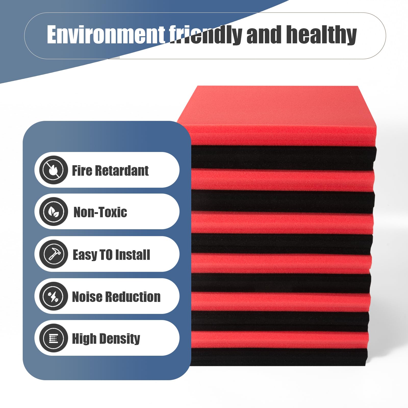 HWLIYUTAI 50 Pack Acoustic Panels 1 X 12 X 12 Inches - Acoustic Foam Studio Foam Wedges High Density Panels Soundproof Wedges Ch