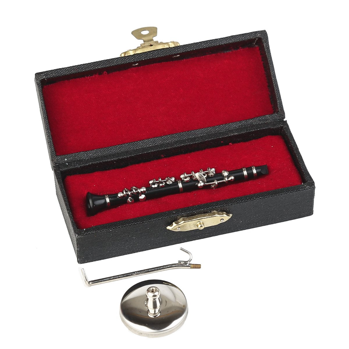 Dselvgvu Miniature Clarinet with Stand and Case Mini Musical Instrument Mini Clarinet Miniature Dollhouse Model Christmas Orname