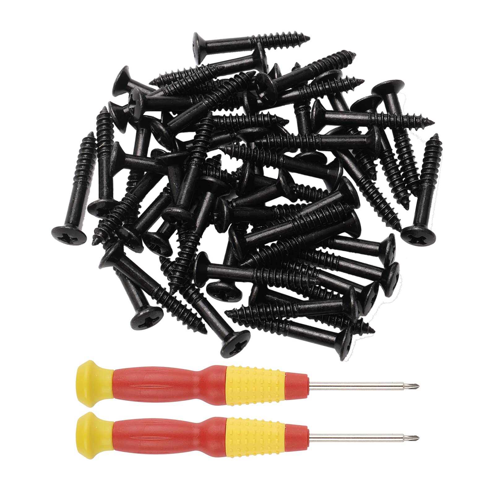 Jiuwu Electric Guitar Pickguard Screws Pick Guards Scratch Plate Mounting Screws For Fender Bass Guitar (50Pcs, Black, Screwdriv