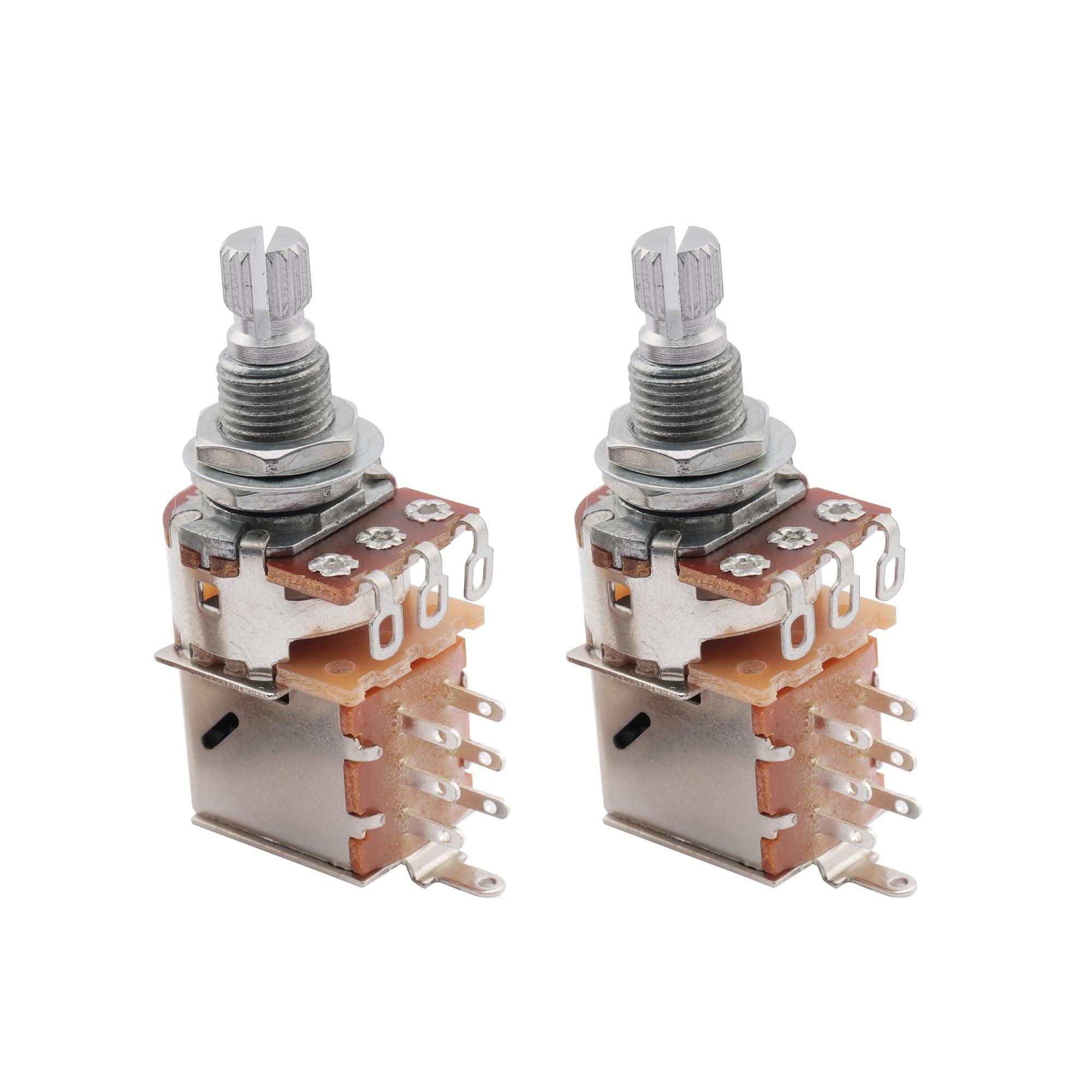 Musiclily Metric A500K Push Pull Guitar Pots Audio Taper Split Shaft Potentiometers for Electric Guitar or Bass (Pack of 2)