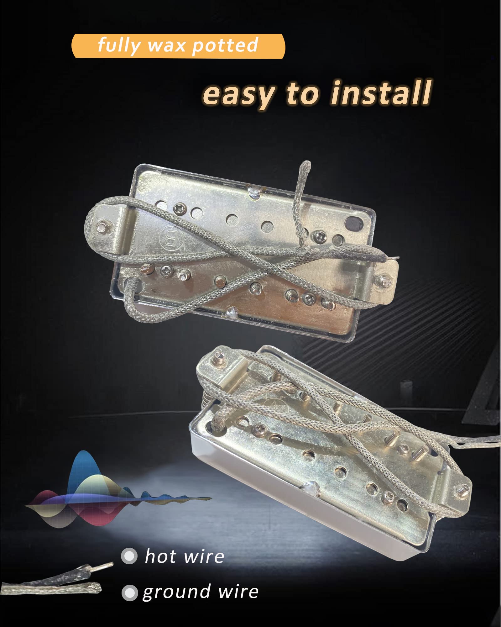 LAMSAM Seale Humbucker Pickups Set, Dual Coil Pickup with Alnico 5 Magnets Fit for Playing Kinds of Music, Electric Guitar Neck