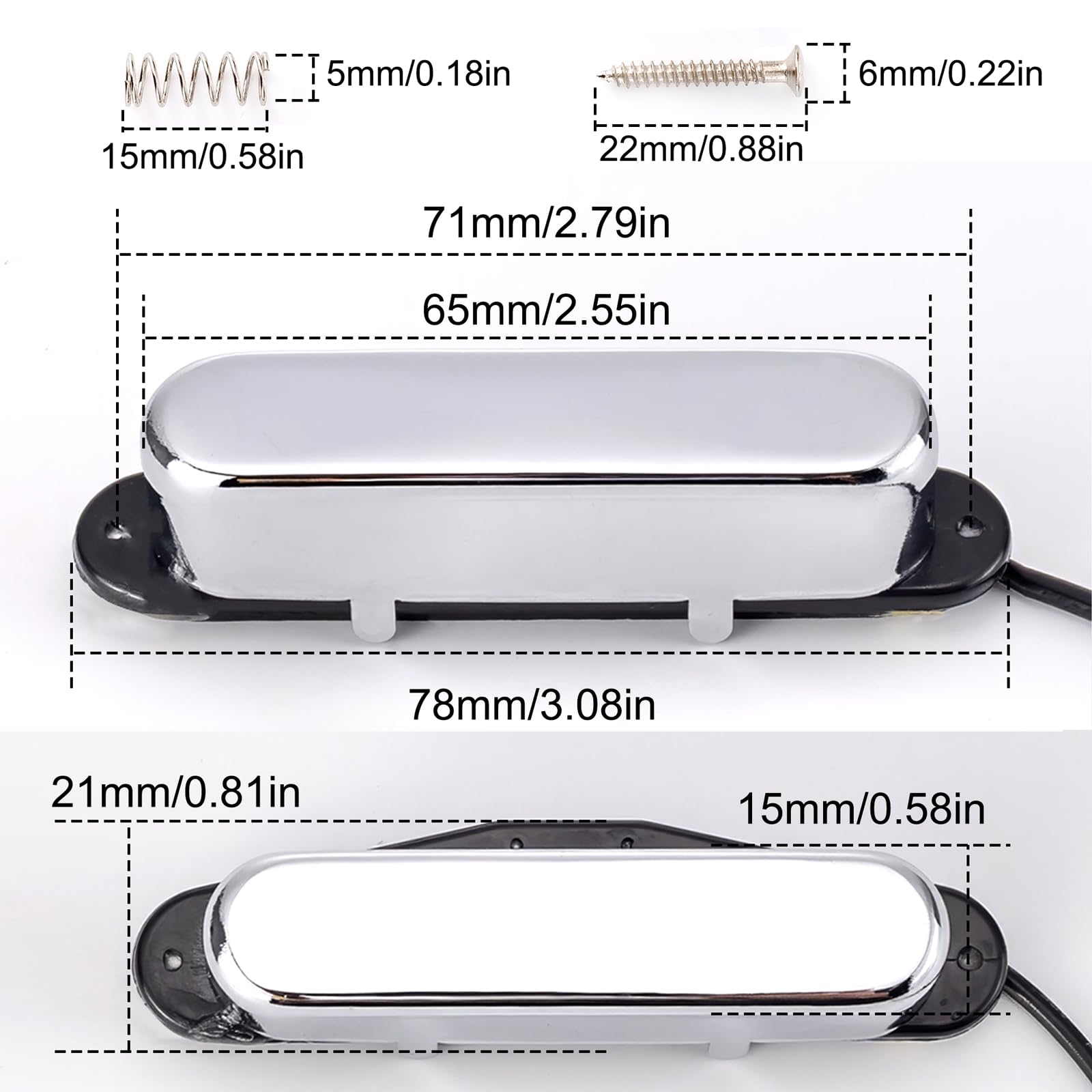 Guitar Parts Tele Neck Humbucker Pickups Chrome for Fender Strat Squier Tele Electric Guitar