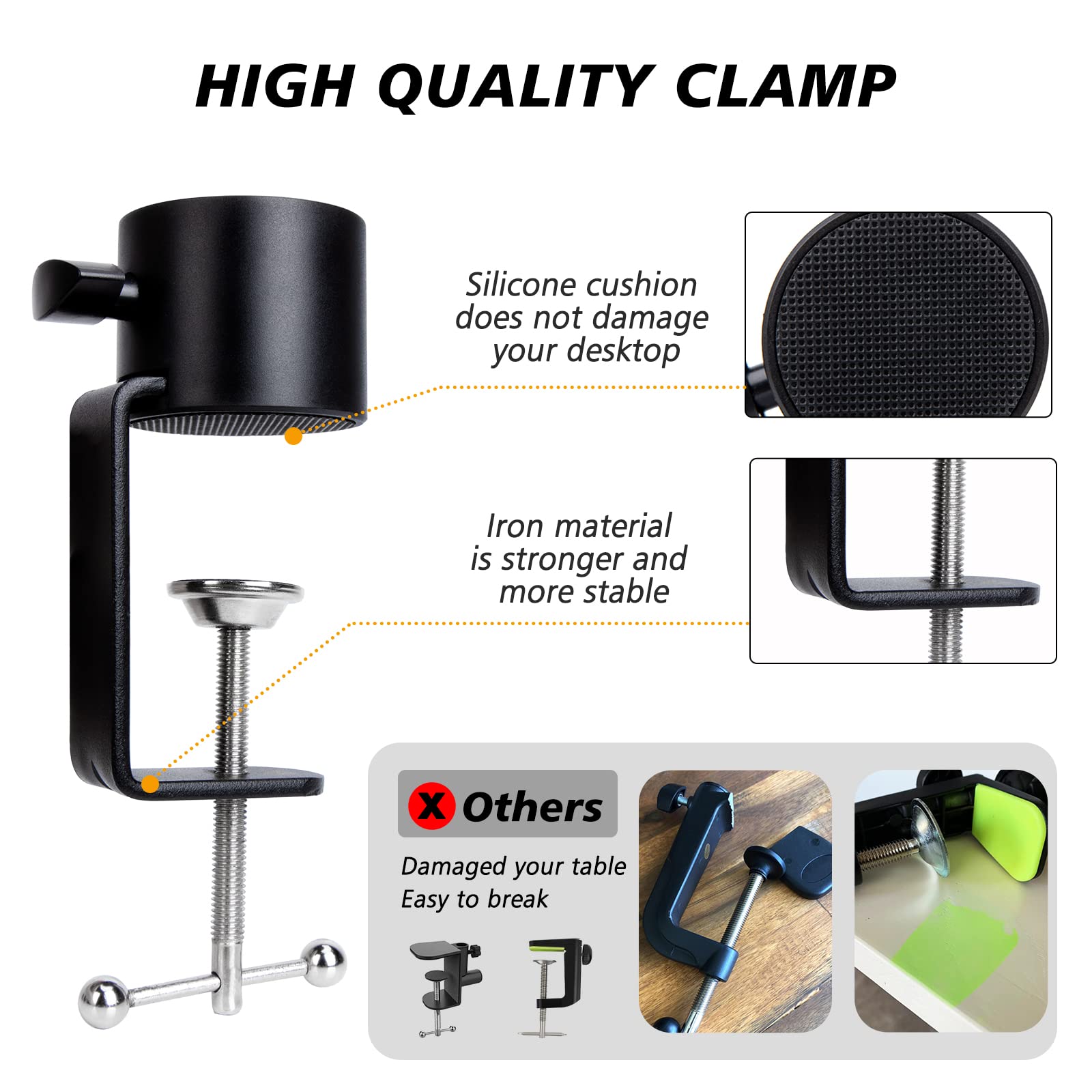 Blue Yeti Boom Arm with Extension Tube - Mic Boom Arm Compatible with HyperX QuadCast, Weighted Metal Height adjustment Mic Arm