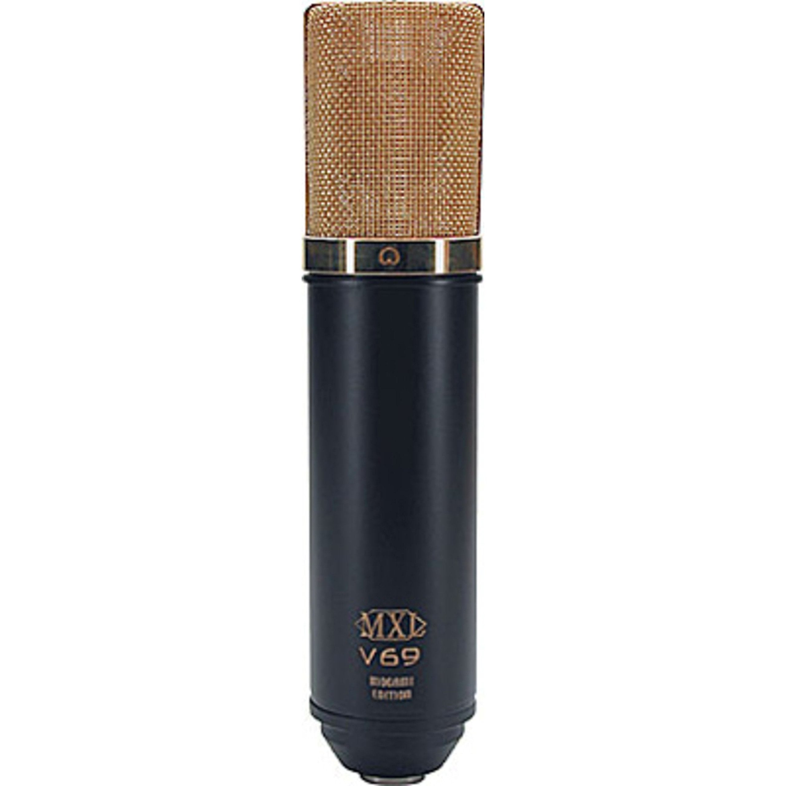 MXL Mics MXL V69M EDT MOGAMI Edition Large Diaphragm Tube Condenser Microphone, Black with gold accents, 47mm x 218mm/1.85 in. x