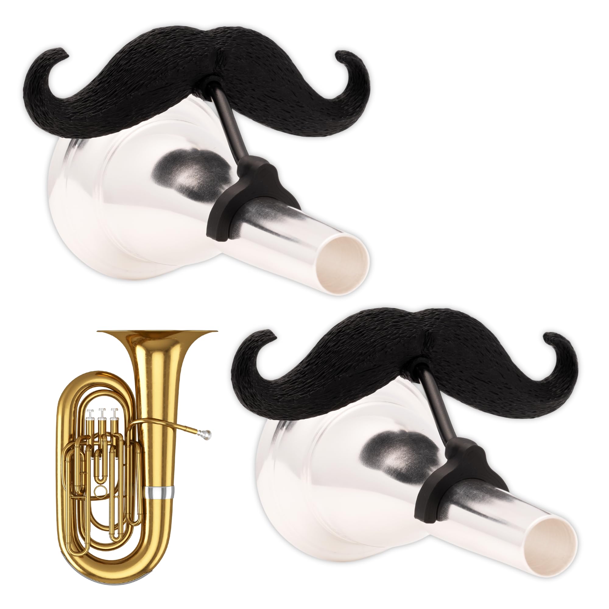 Brasstache Tuba-Stache XL (2-pack) - Clip-on Mustache for Tuba or Sousaphone Players (2-Pack, Tuba or Sousaphone XL)