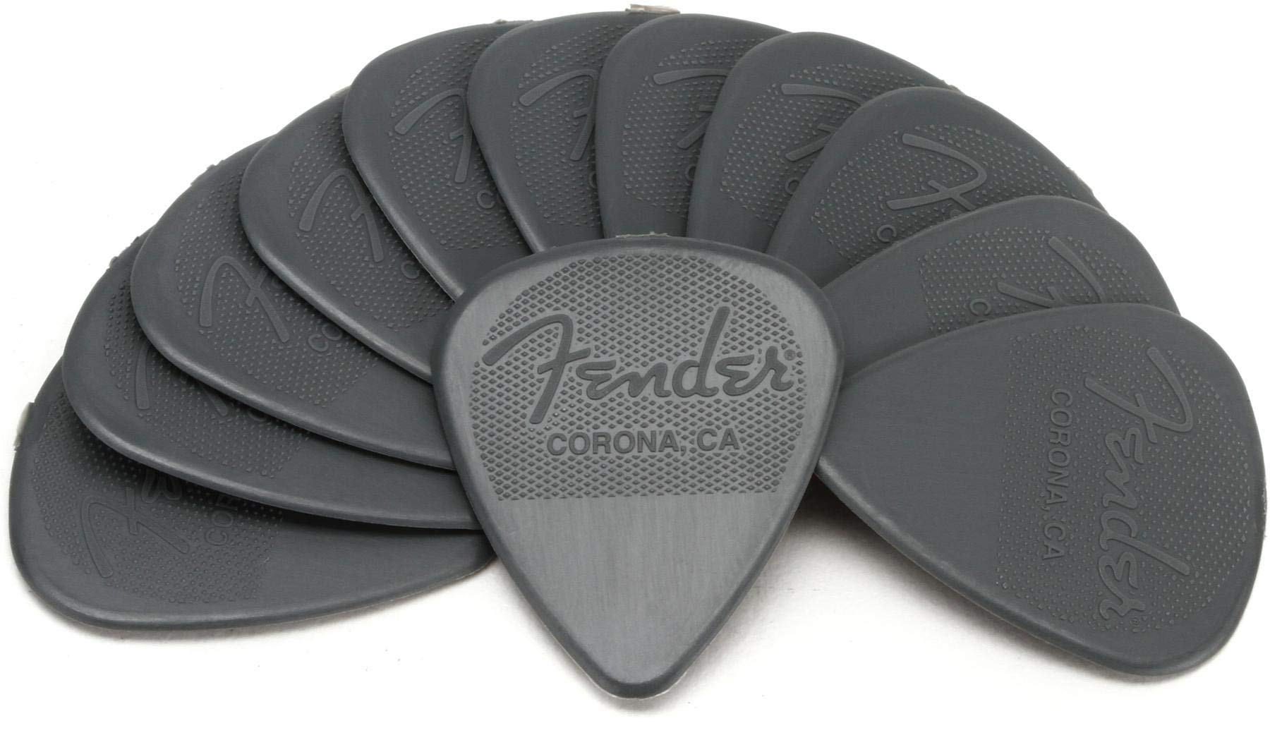 Fender Nylon Guitar Picks 351 Shape, Black, 1.00Mm, 12-Pack